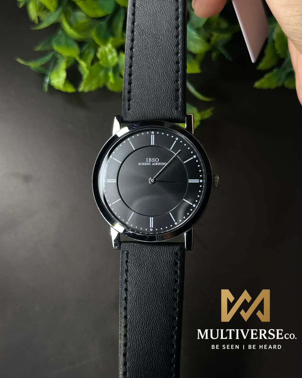 IBSO SECTOR DIAL MINIMALIST BLACK LEATHER BLACK DIAL WATCH B2839G_img_1