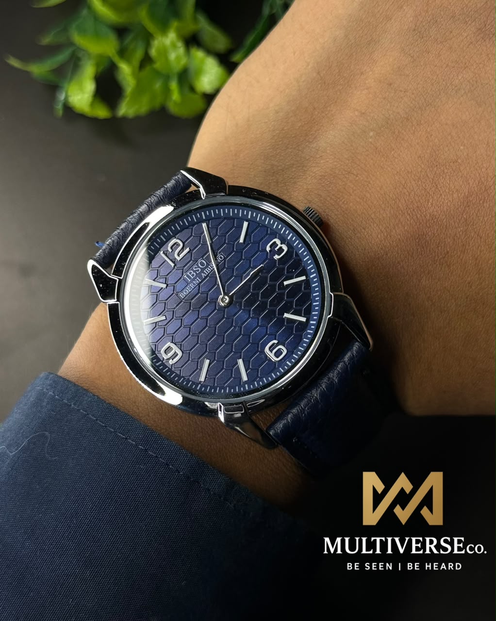 IBSO HONEYCOMB BLUE DIAL BLUE LEATHER WATCH B2366G_img_6