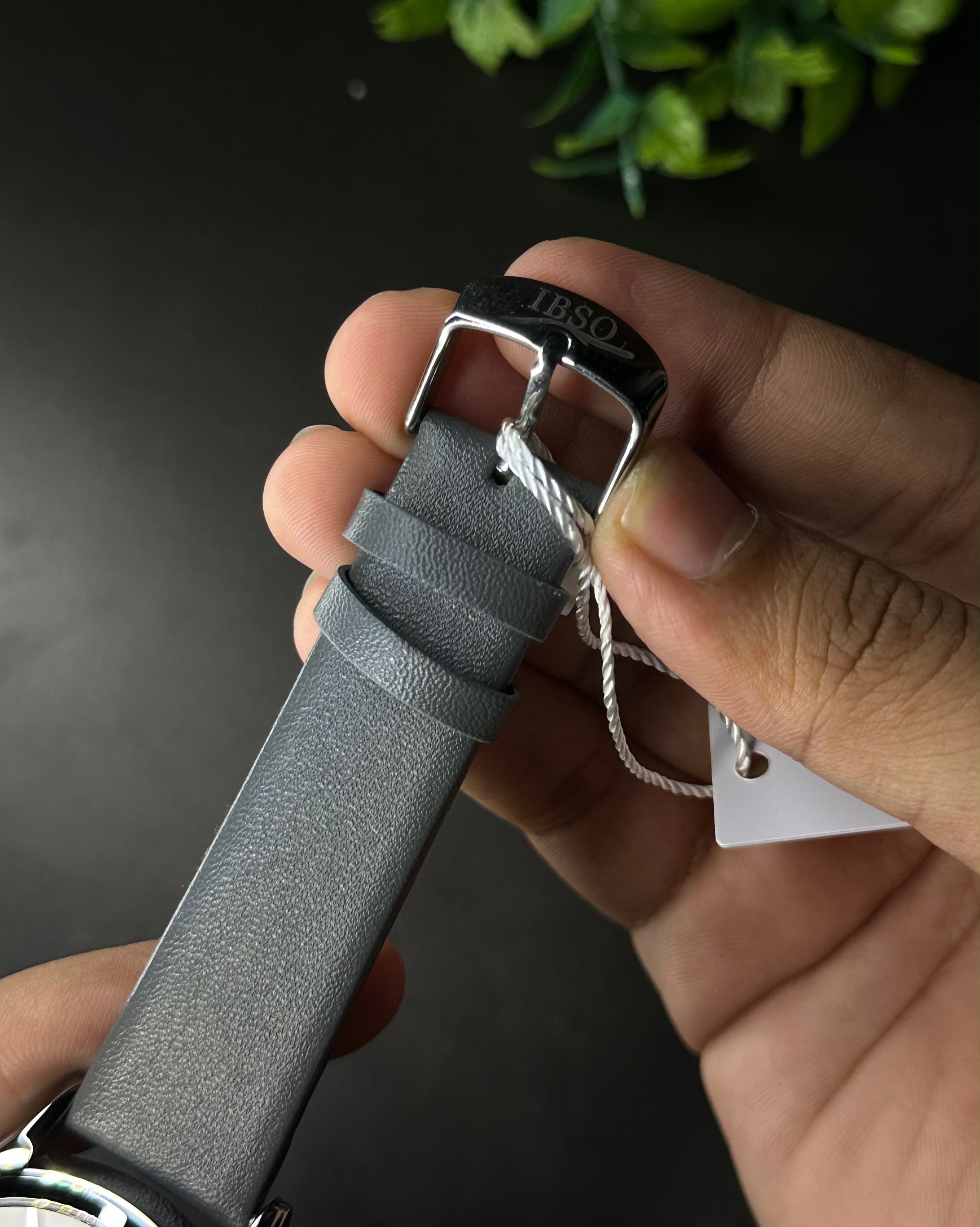 IBSO FACETED ARROWHEAD DIAL GREY LEATHER GREY DIAL WATCH S1388G_img_3