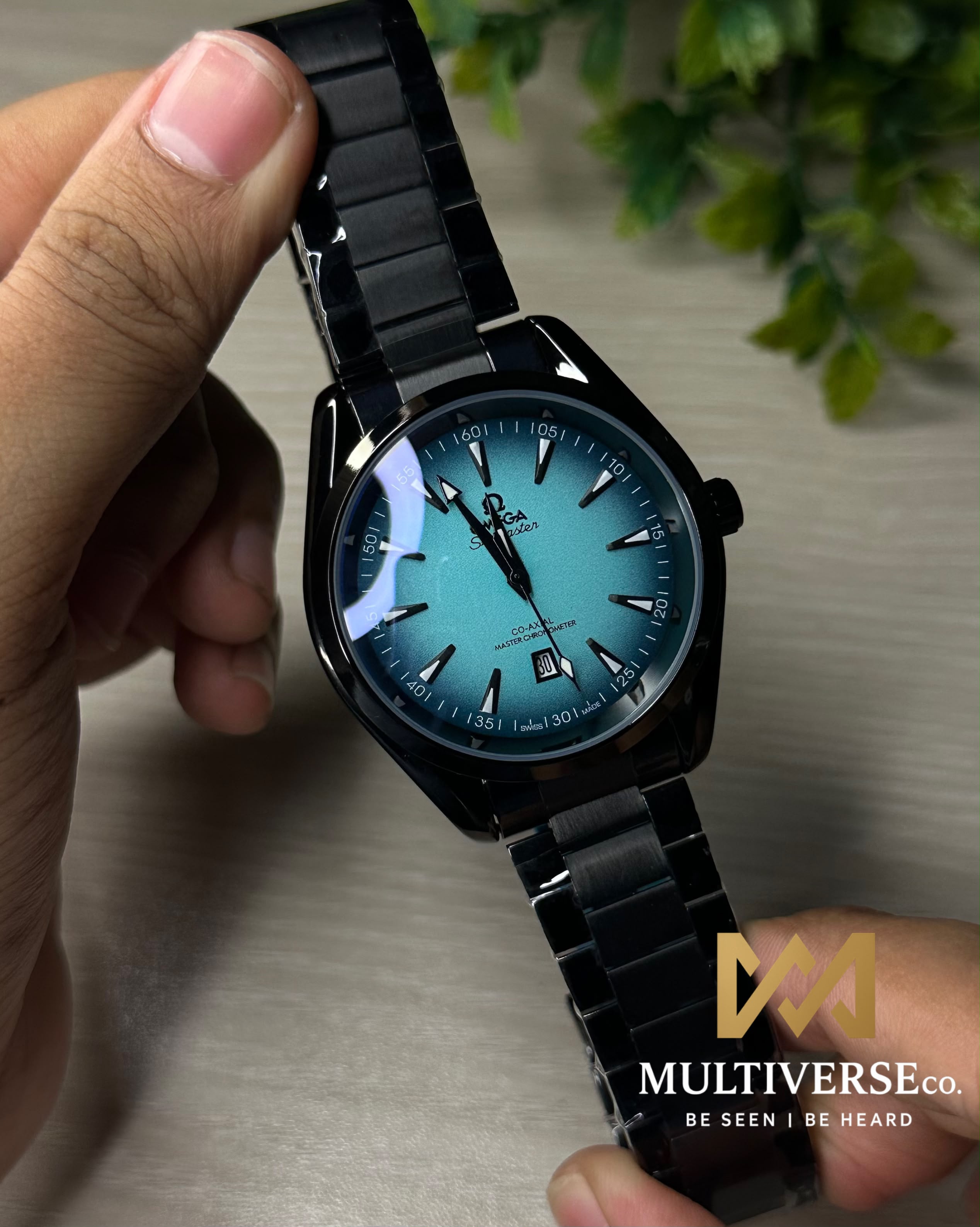 OMEGA AQUA TERRA SHADES TIFFANY BLACK CHAIN QUARTZ MOVEMENT_img_0
