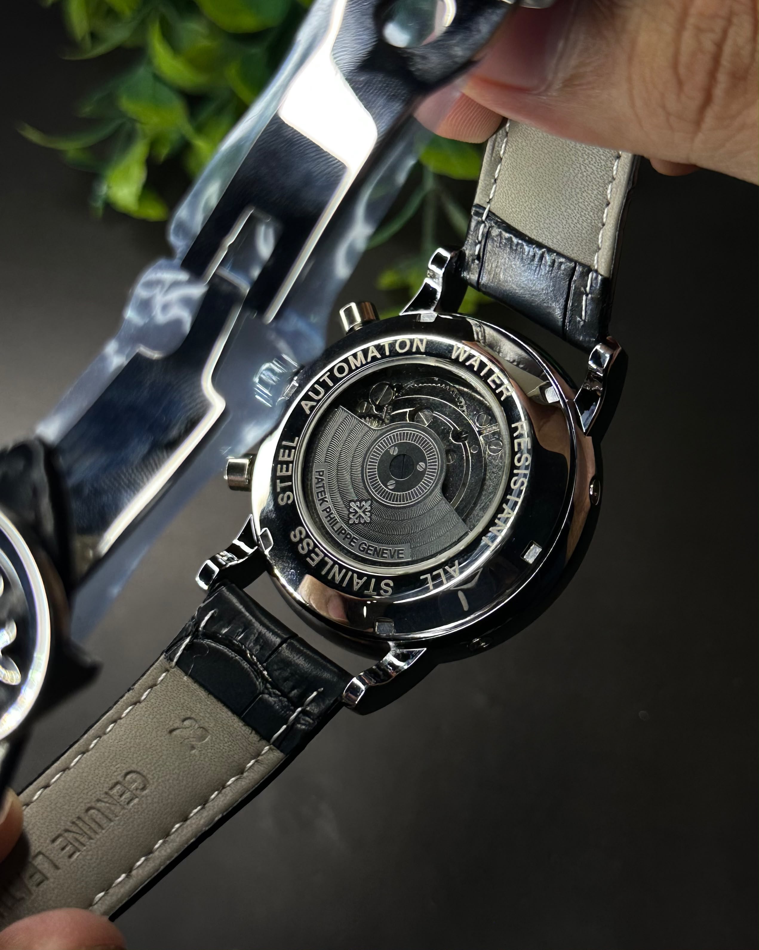 PATEK PHILIPPE GRAND CALENDAR OPEN-HEART PERPETUAL BLACK LEATHER WATCH_img_8
