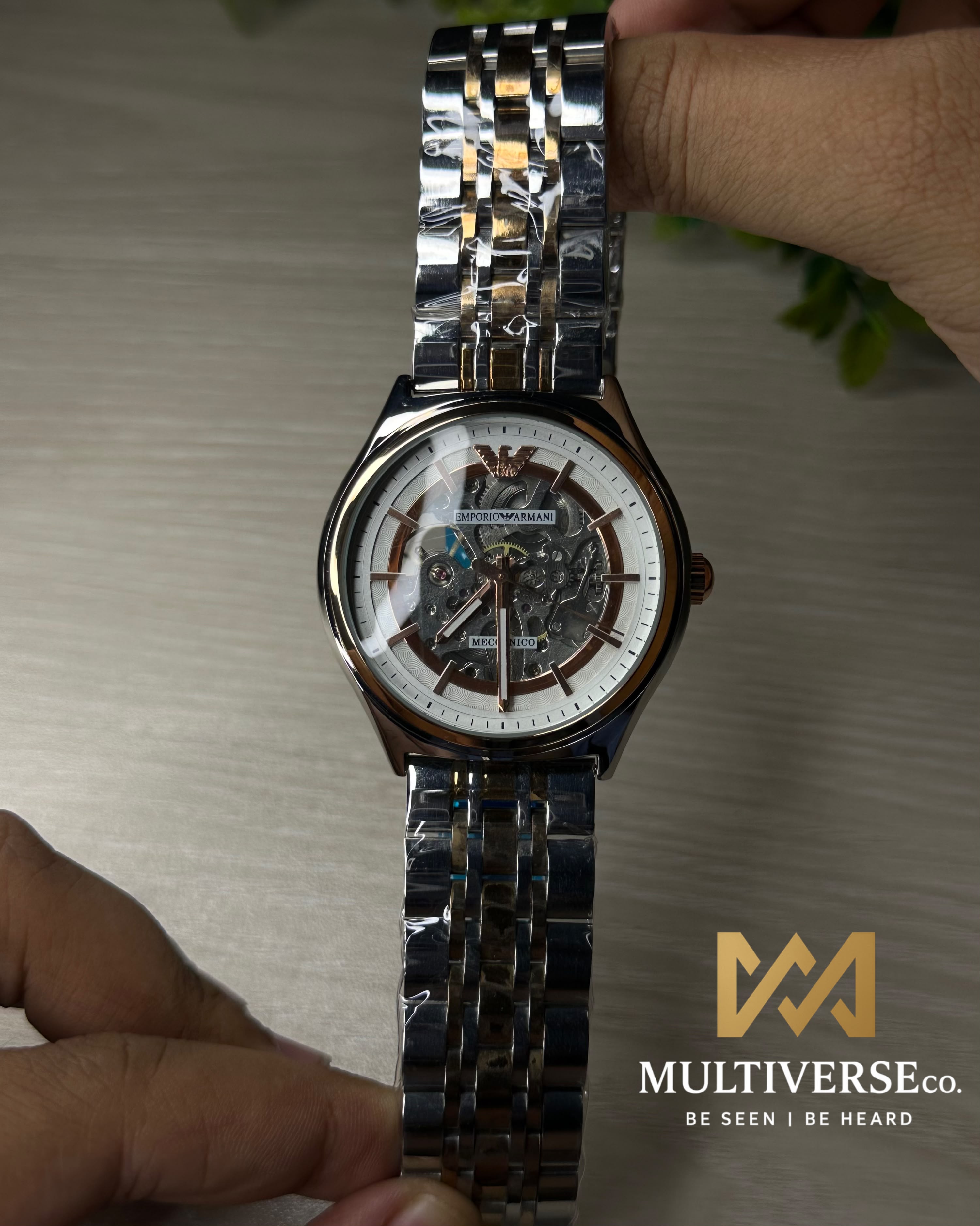 EMPORIO ARMANI SKELETON TWO TONE DIAL TWO TONE CASE WATCH_img_6