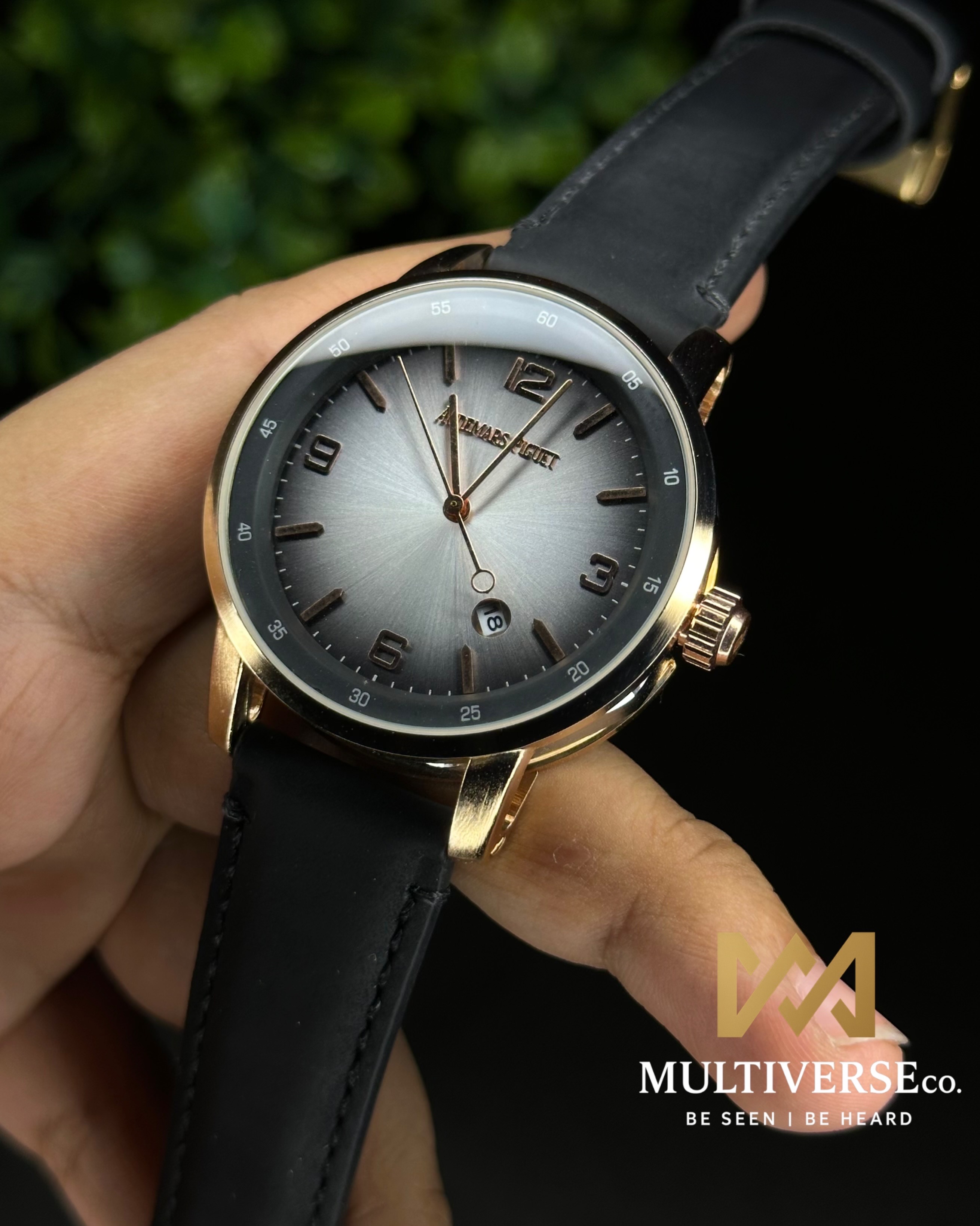 AP ROSE GOLD CASE GREY DIAL BLACK BELT (AA)_img_1