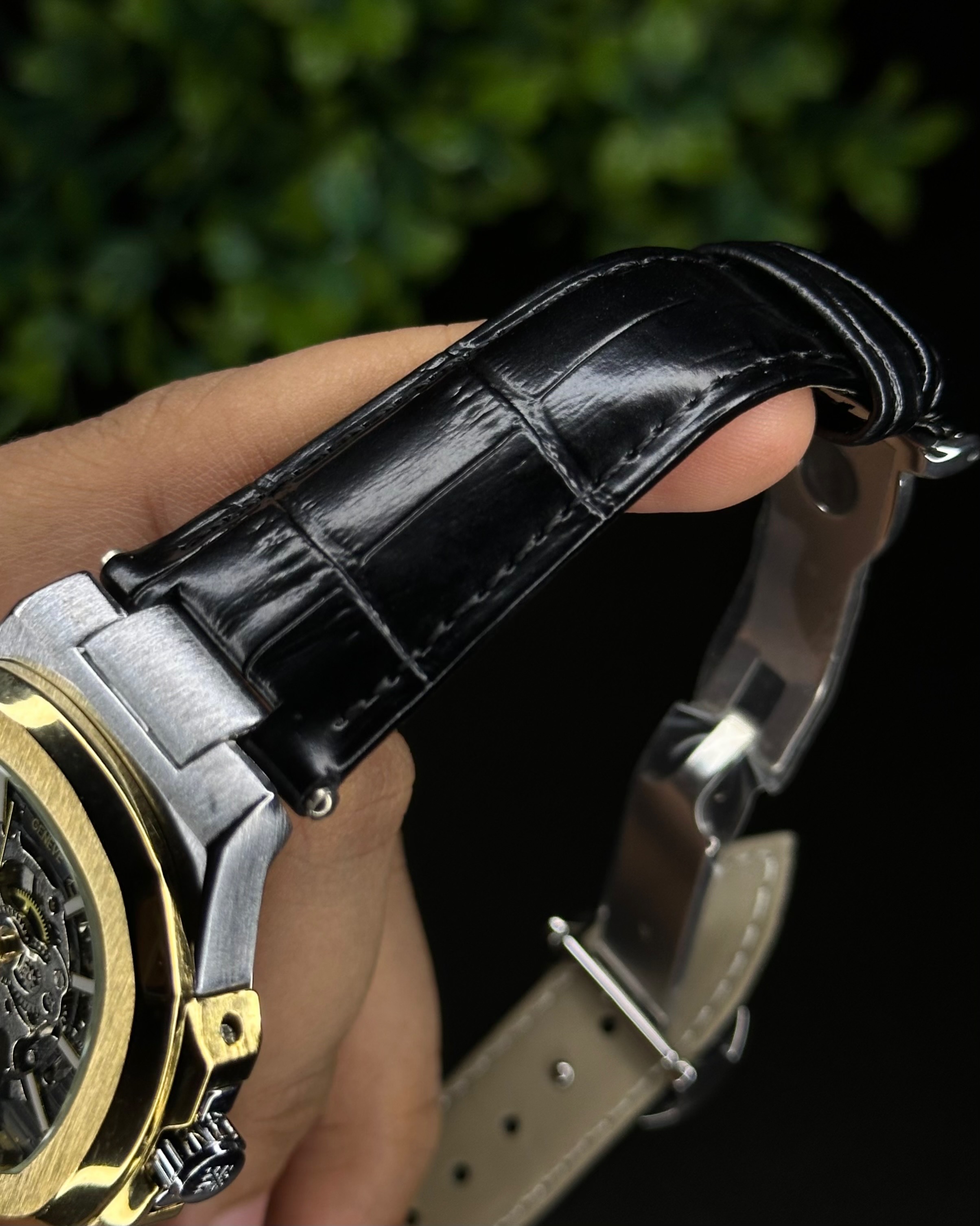 PATEK PHILIPPE NAUTILUS SKELETON TWO-TONE BLACK DIAL BLACK BELT (SEMI AAA)_img_5