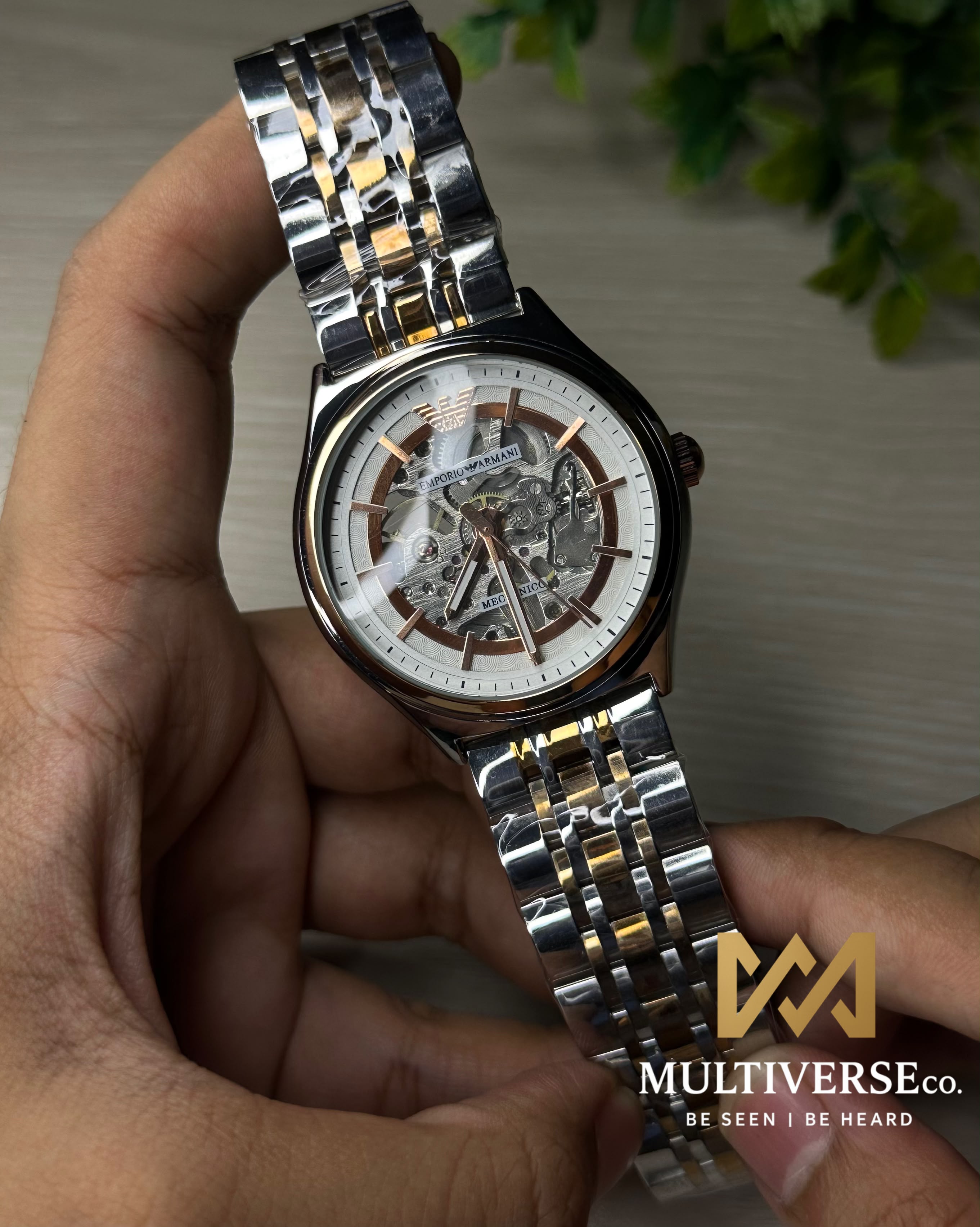 EMPORIO ARMANI SKELETON TWO TONE DIAL TWO TONE CASE WATCH_img_1