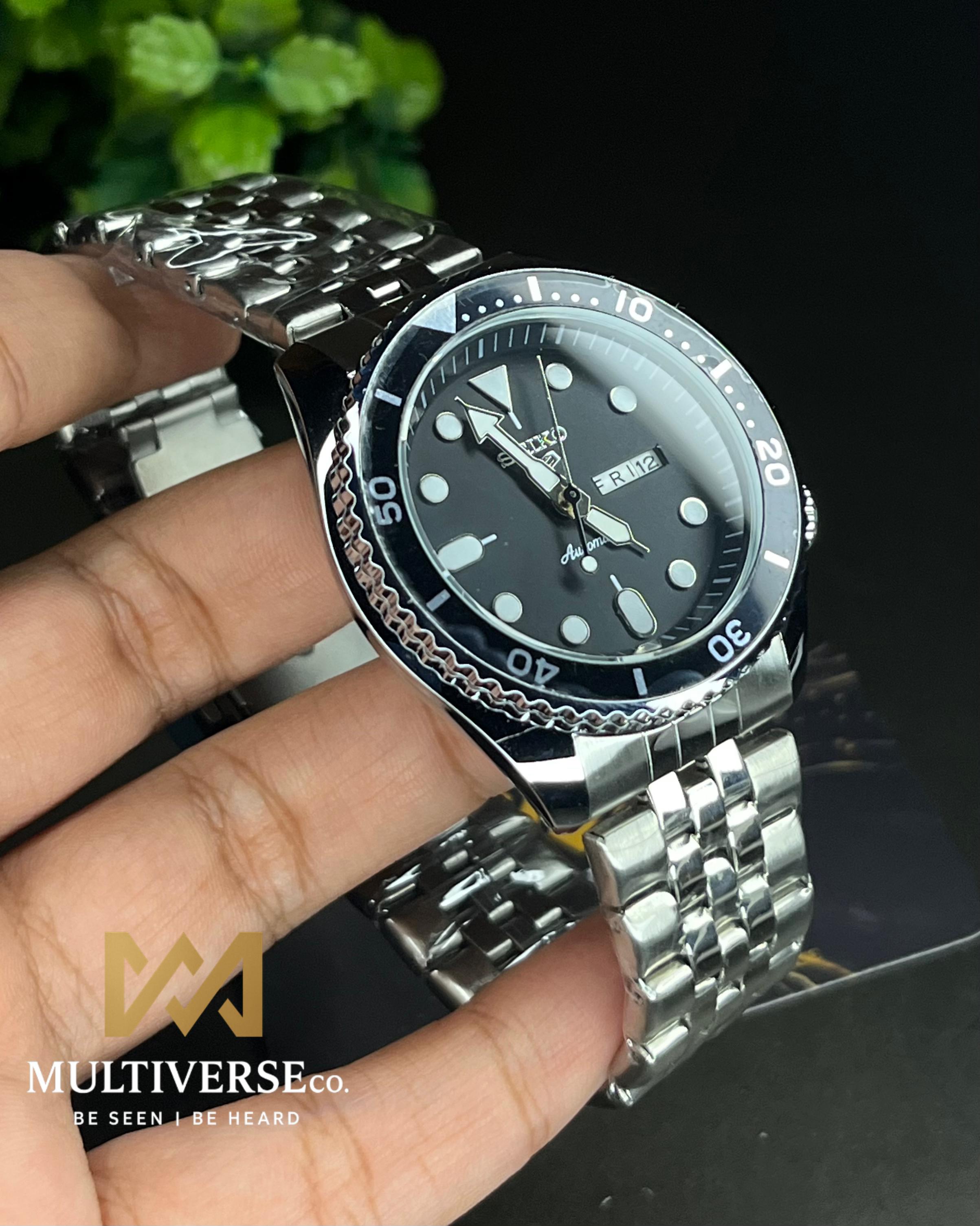 SEIKO 5 STYLE BLACK SWEEP QUARTZ DIVER (JUBILEE BRACELET) AA_img_0