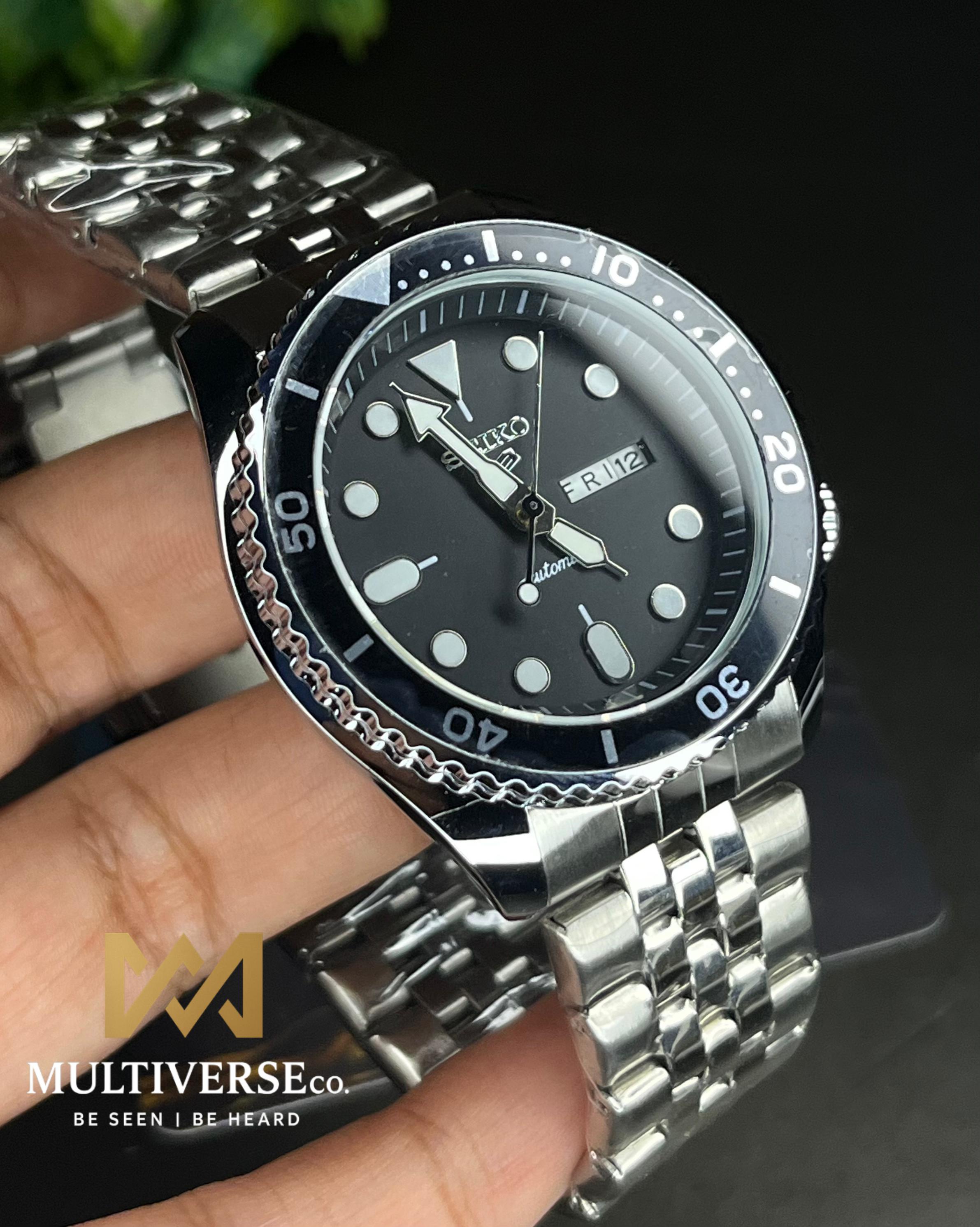 SEIKO 5 STYLE BLACK SWEEP QUARTZ DIVER (JUBILEE BRACELET) AA_img_1