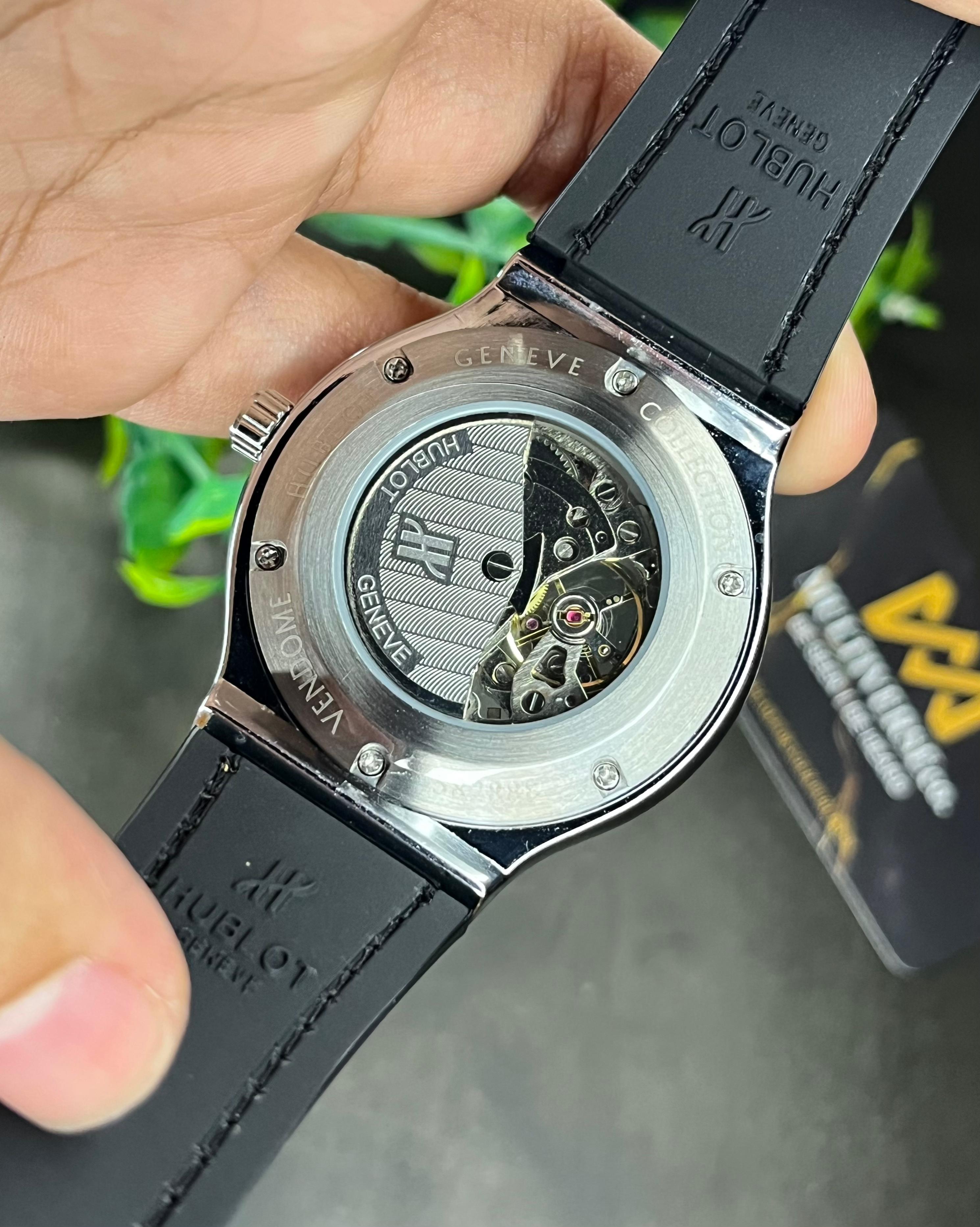 HUBLOT CLASSIC FUSION MUSTARD BELT ROSE GOLD BEZEL AUTOMATIC SKELETON SERIES (AA)_img_5