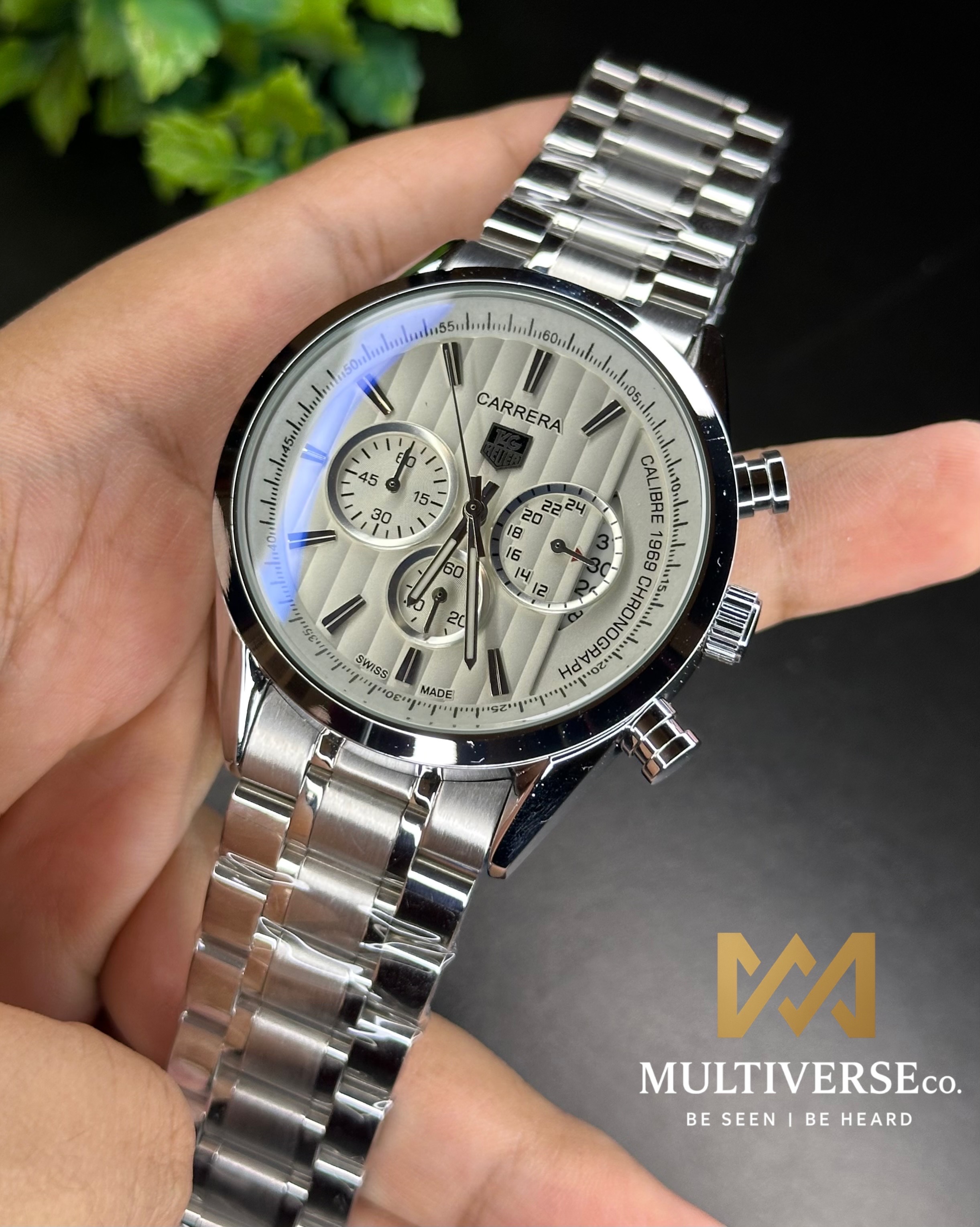 TAG HEUER CARRERA CALIBRE 1969 WHITE DIAL CHRONOGRAPH (AA)_img_1