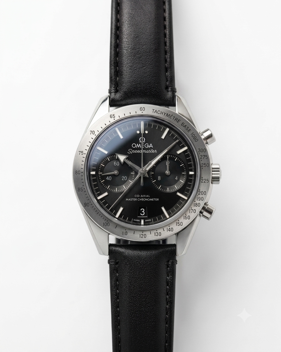 OMEGA SPEEDMASTER '57 CO-AXIAL LEATHER BLACK WATCH (AA)
