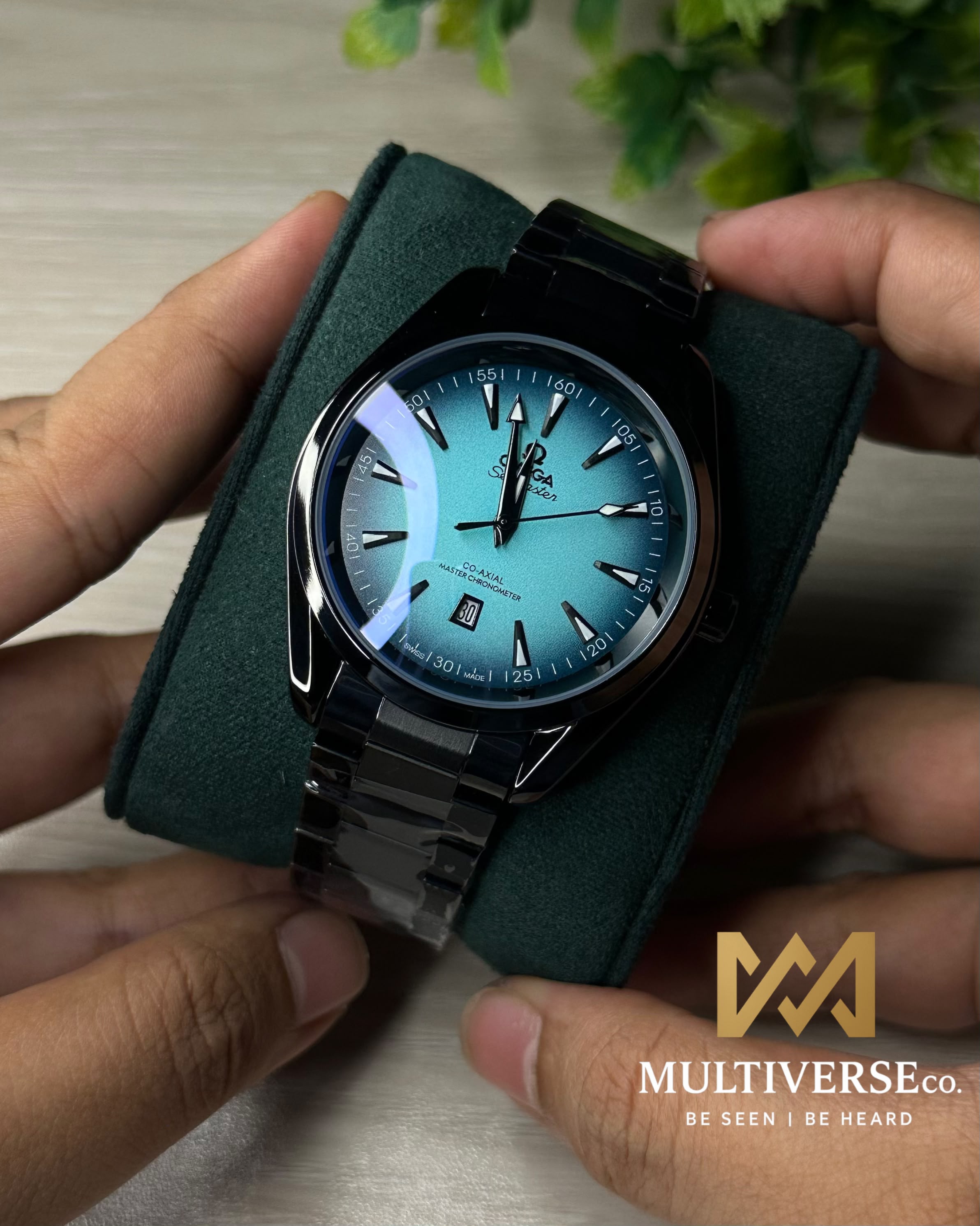 OMEGA AQUA TERRA SHADES TIFFANY BLACK CHAIN QUARTZ MOVEMENT_img_1