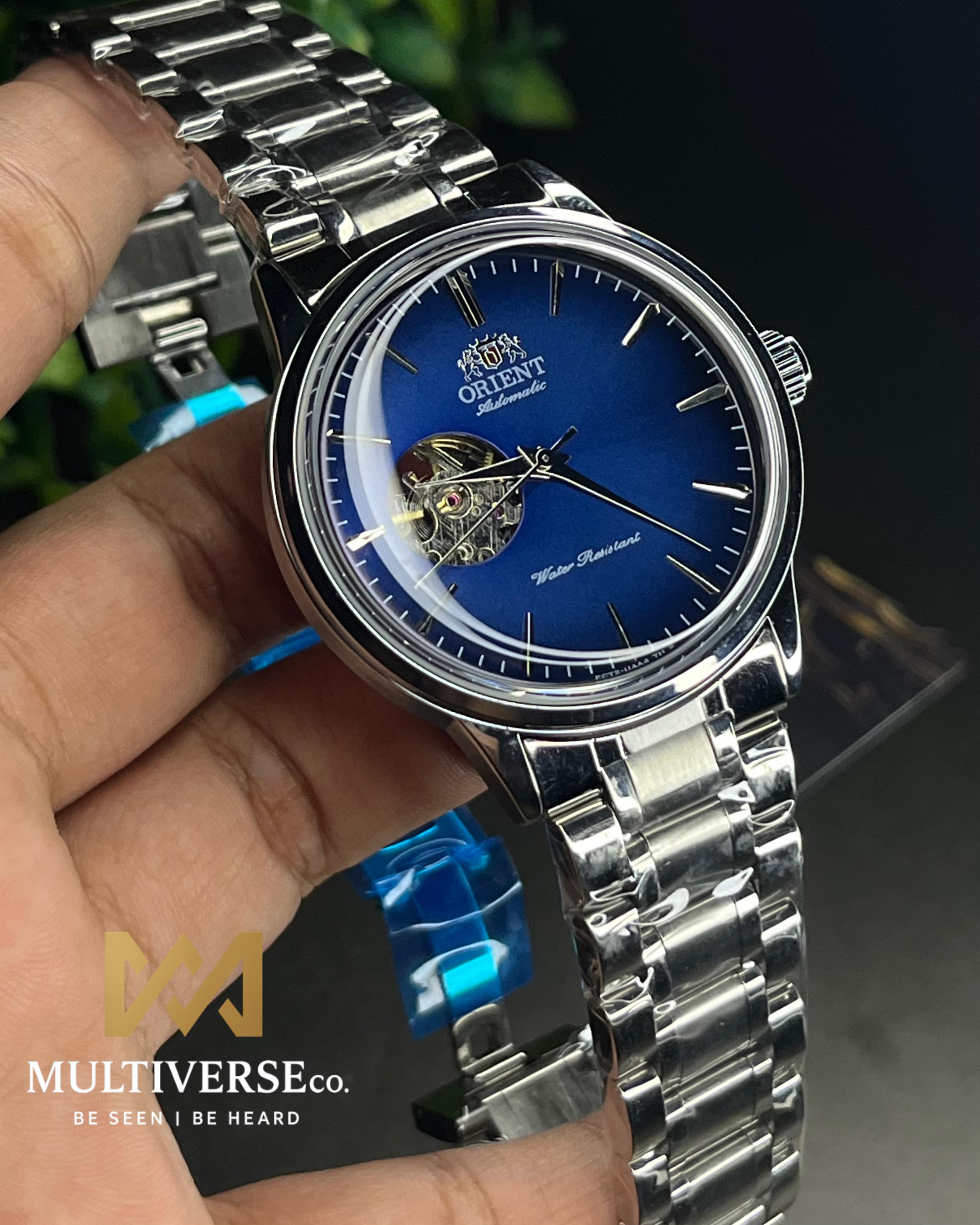 ORIENT BAMBINO OPEN HEART BLUE AUTOMATIC STEEL BRACELET (SEMI AAA)_img_0