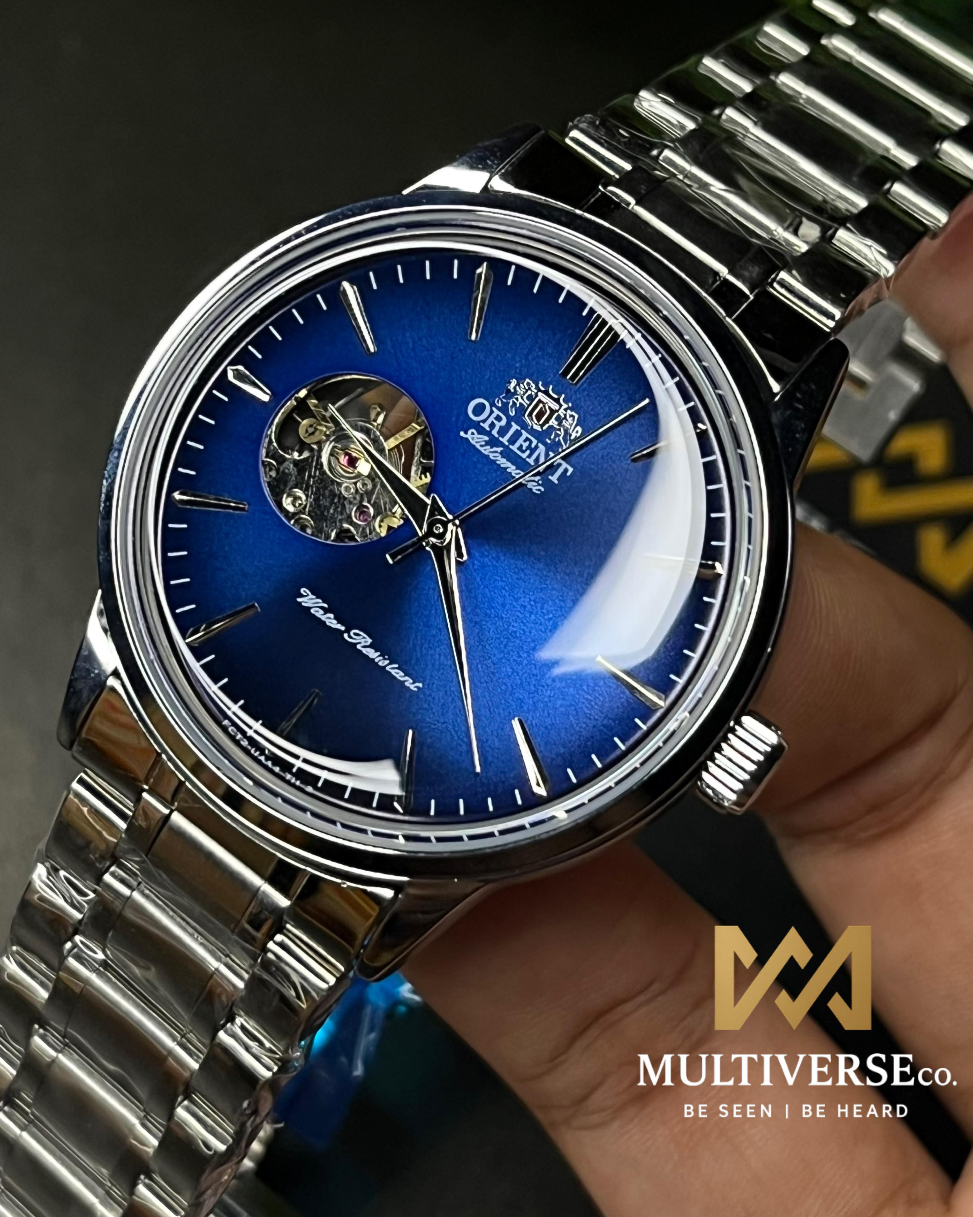 ORIENT BAMBINO OPEN HEART BLUE AUTOMATIC STEEL BRACELET (SEMI AAA)_img_1