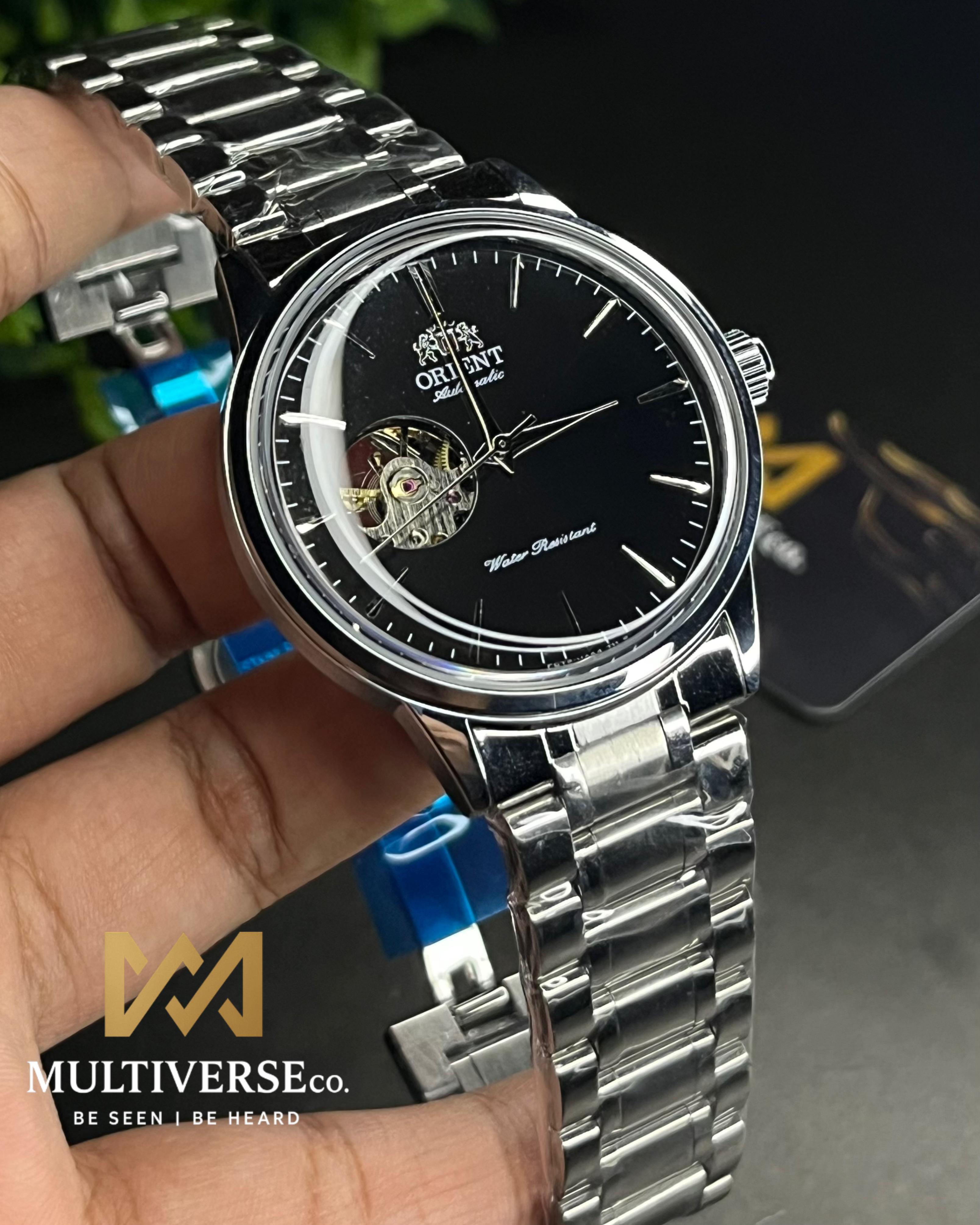 ORIENT BAMBINO OPEN HEART BLACK AUTOMATIC STEEL BRACELET (SEMI AAA)_img_0