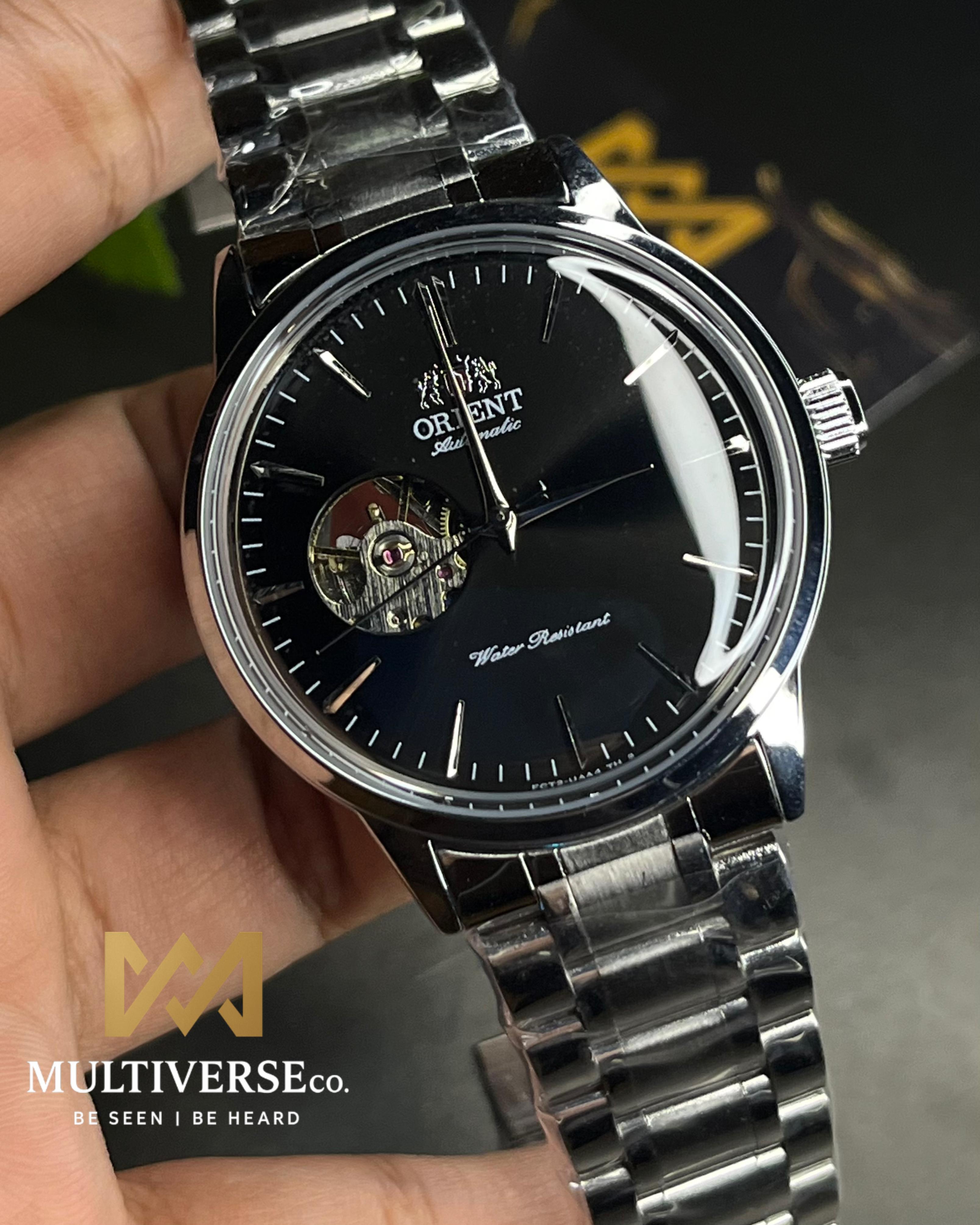ORIENT BAMBINO OPEN HEART BLACK AUTOMATIC STEEL BRACELET (SEMI AAA)_img_1