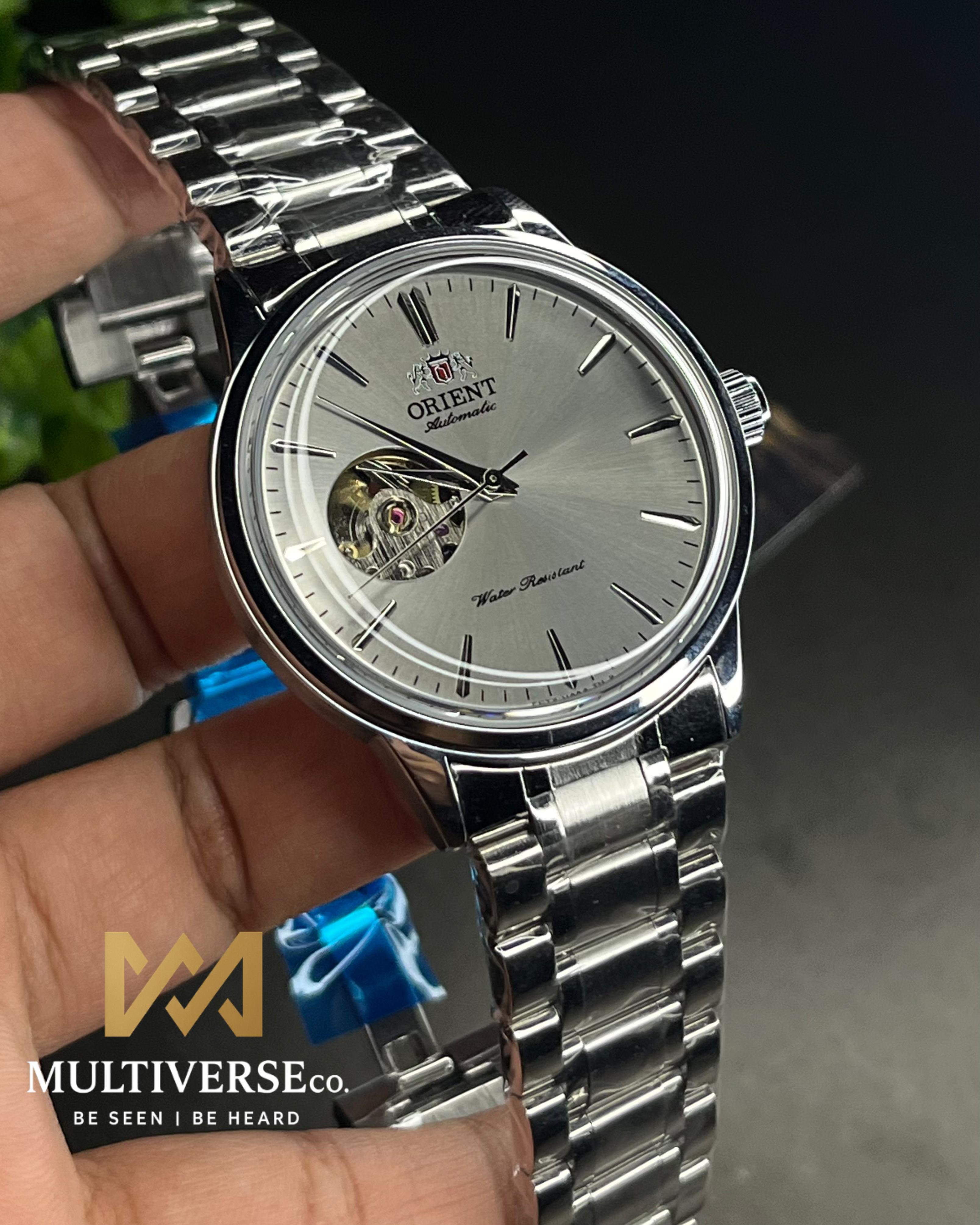 ORIENT BAMBINO OPEN HEART GREY AUTOMATIC STEEL BRACELET (SEMI AAA)_img_0
