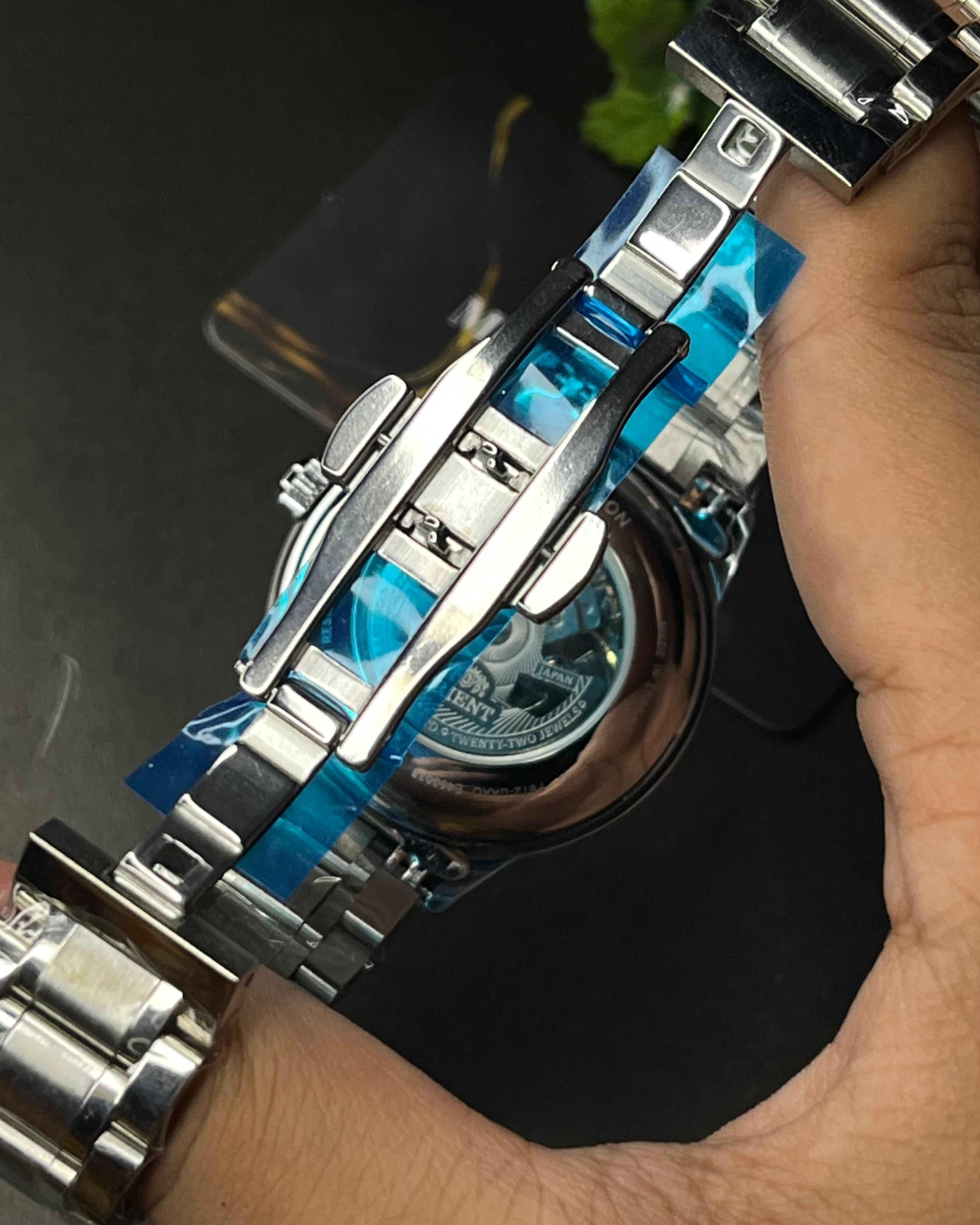 ORIENT BAMBINO OPEN HEART BLUE AUTOMATIC STEEL BRACELET (SEMI AAA)_img_2