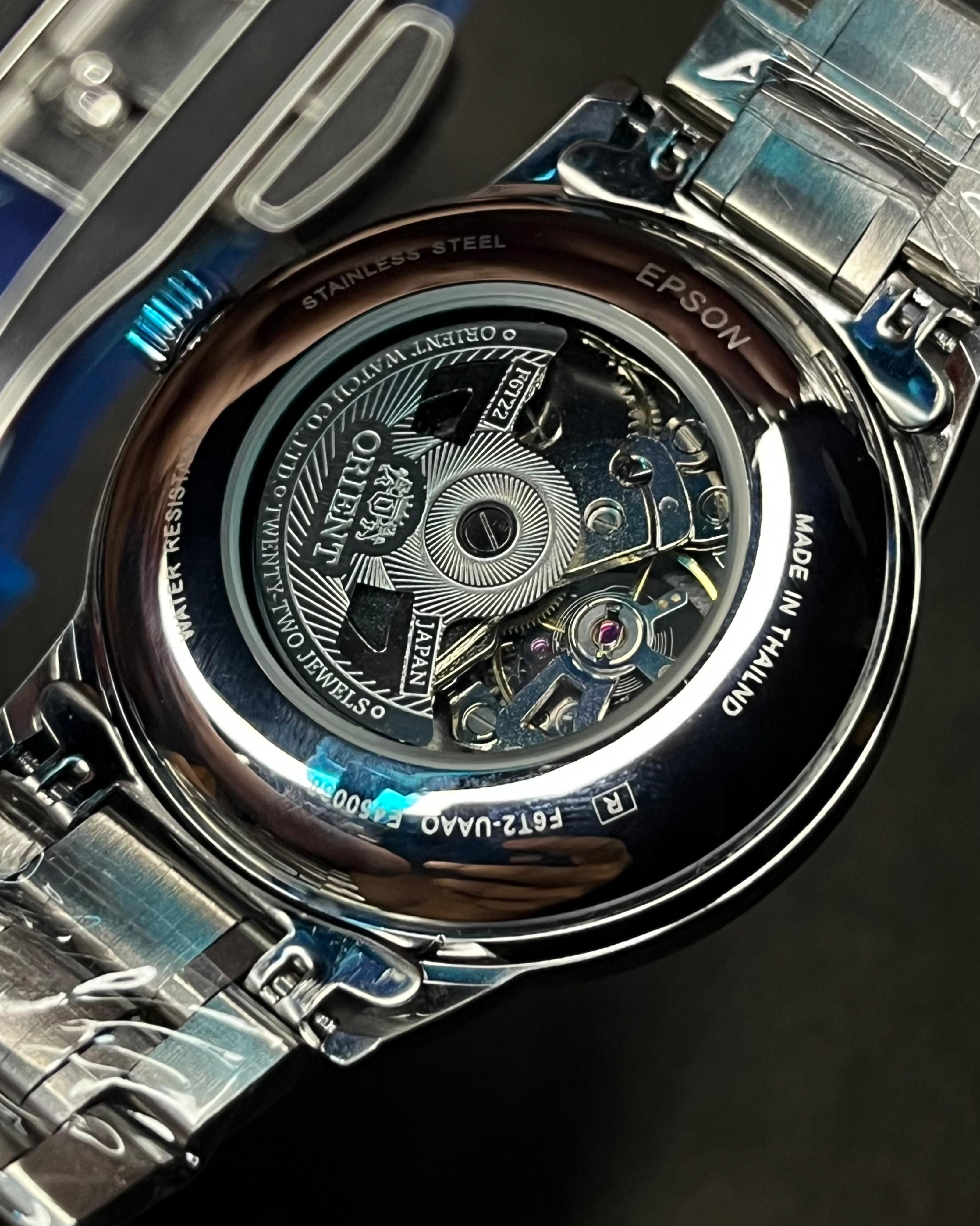 ORIENT BAMBINO OPEN HEART BLACK AUTOMATIC STEEL BRACELET (SEMI AAA)_img_4