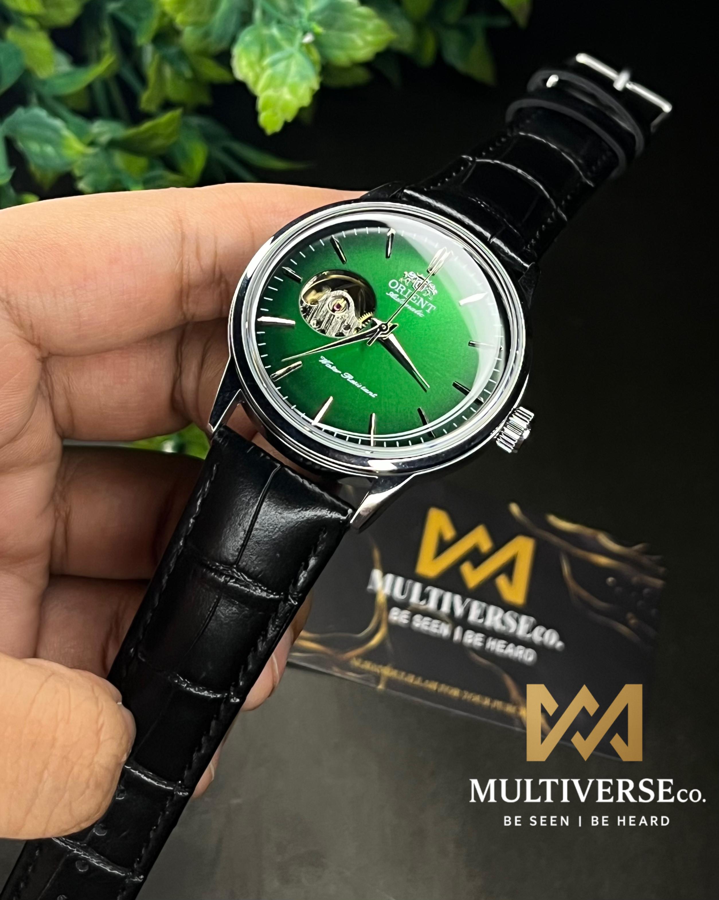 ORIENT BAMBINO OPEN HEART GREEN AUTOMATIC LEATHER BELT (SEMI AAA)_img_0