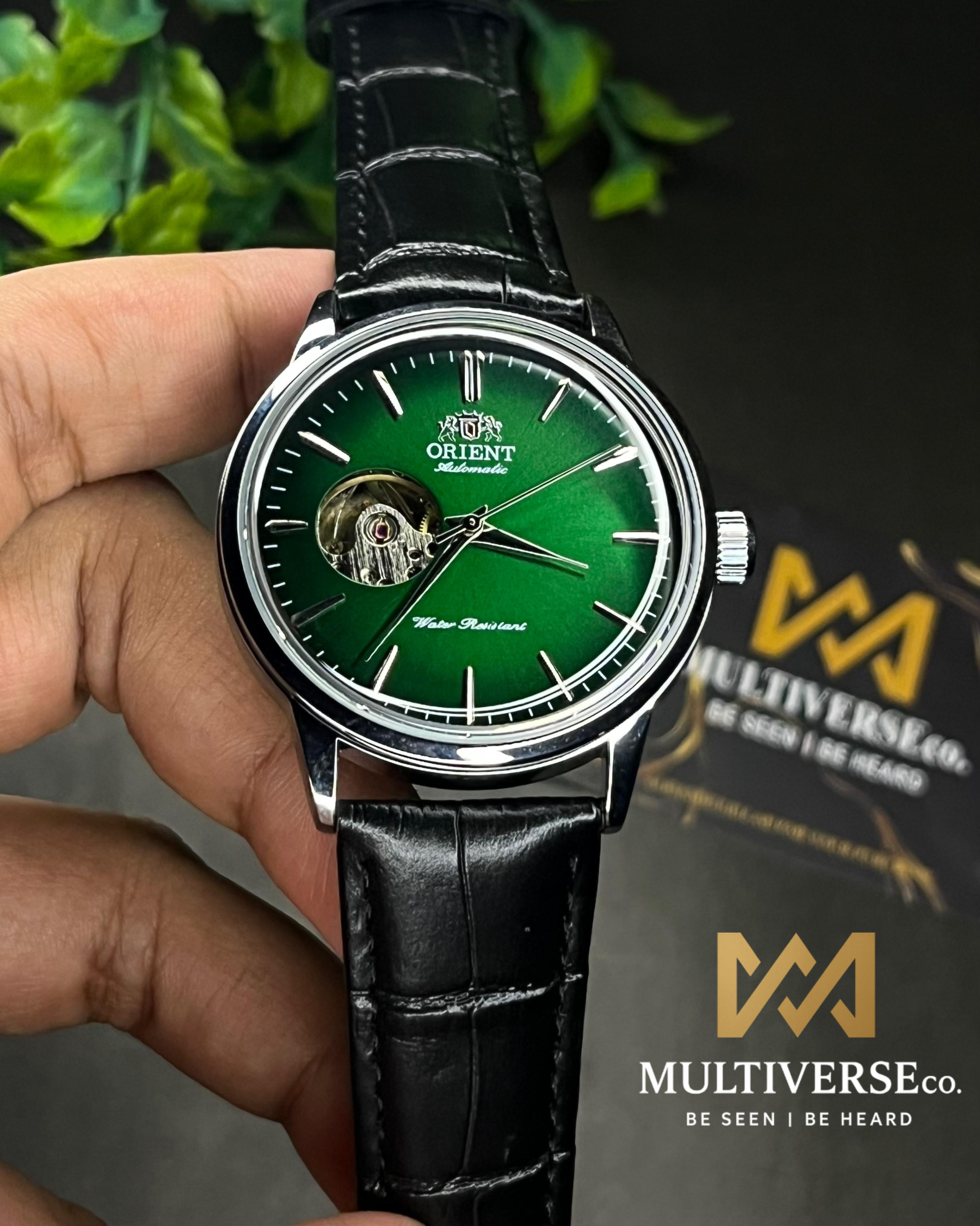ORIENT BAMBINO OPEN HEART GREEN AUTOMATIC LEATHER BELT (SEMI AAA)_img_1