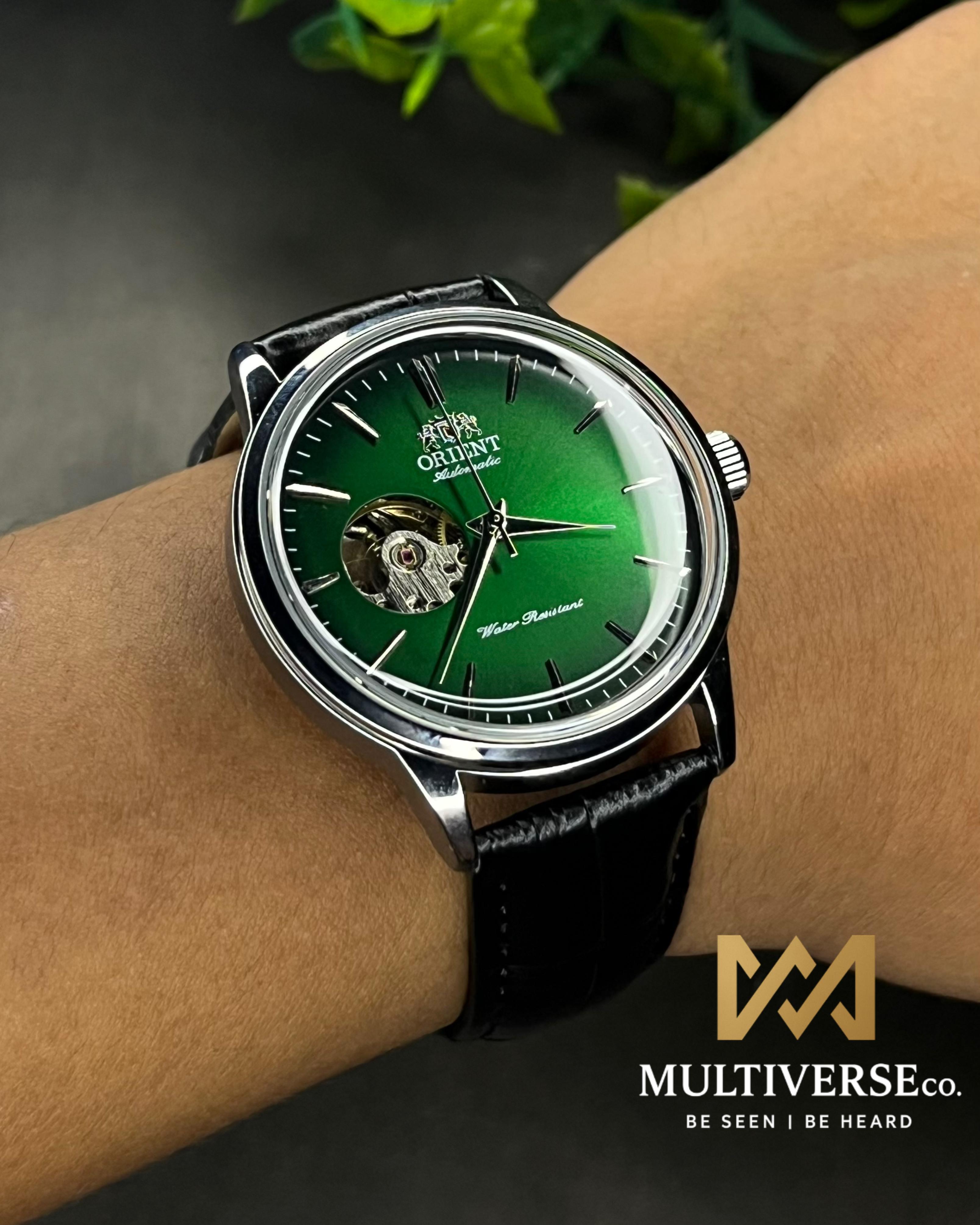 ORIENT BAMBINO OPEN HEART GREEN AUTOMATIC LEATHER BELT (SEMI AAA)_img_2