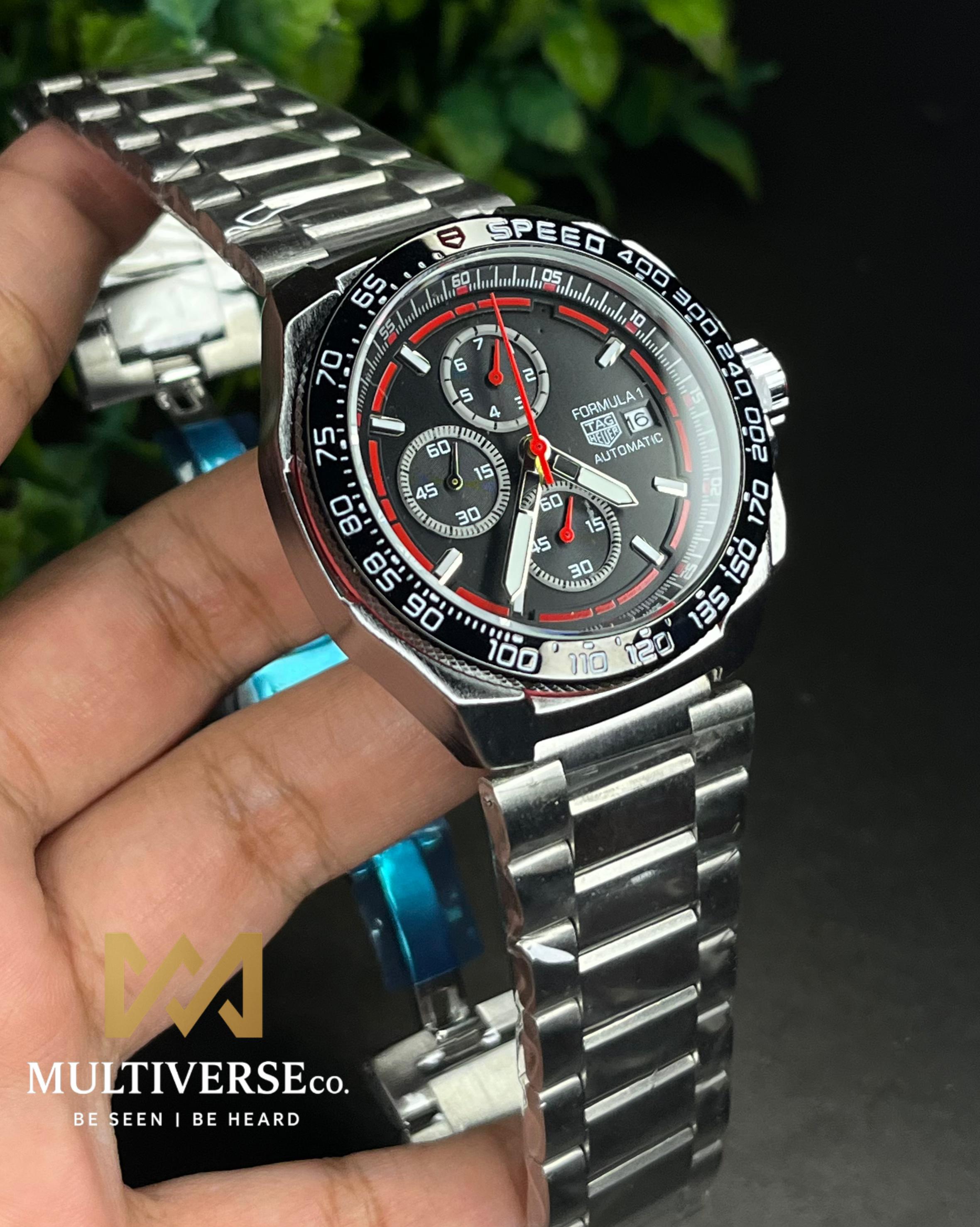 TAG FORMULA 1 RED-TONE BLACK DIAL CHRONOGRAPH STEEL BRACELET (SEMI AAA)_img_0