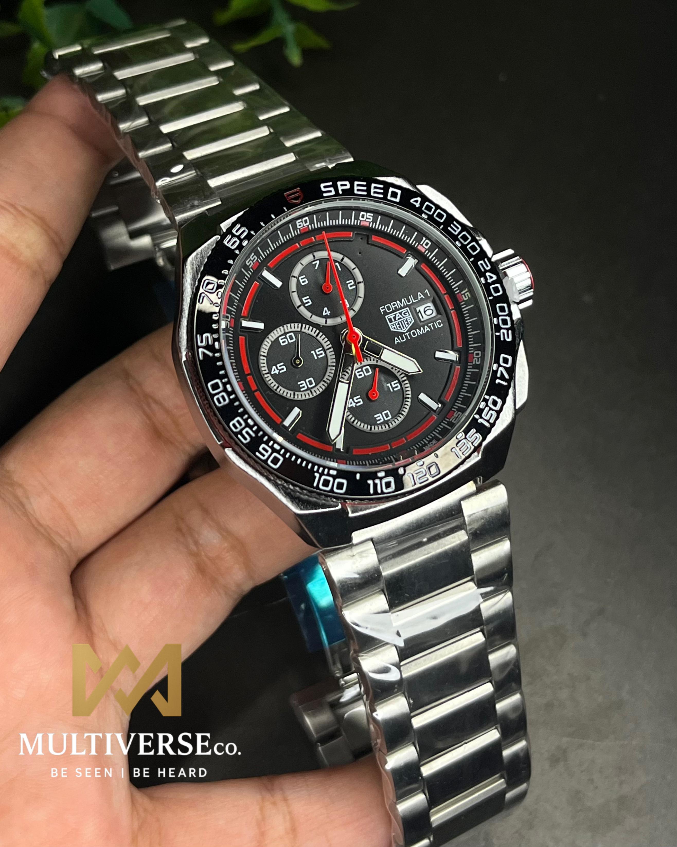 TAG FORMULA 1 RED-TONE BLACK DIAL CHRONOGRAPH STEEL BRACELET (SEMI AAA)_img_1