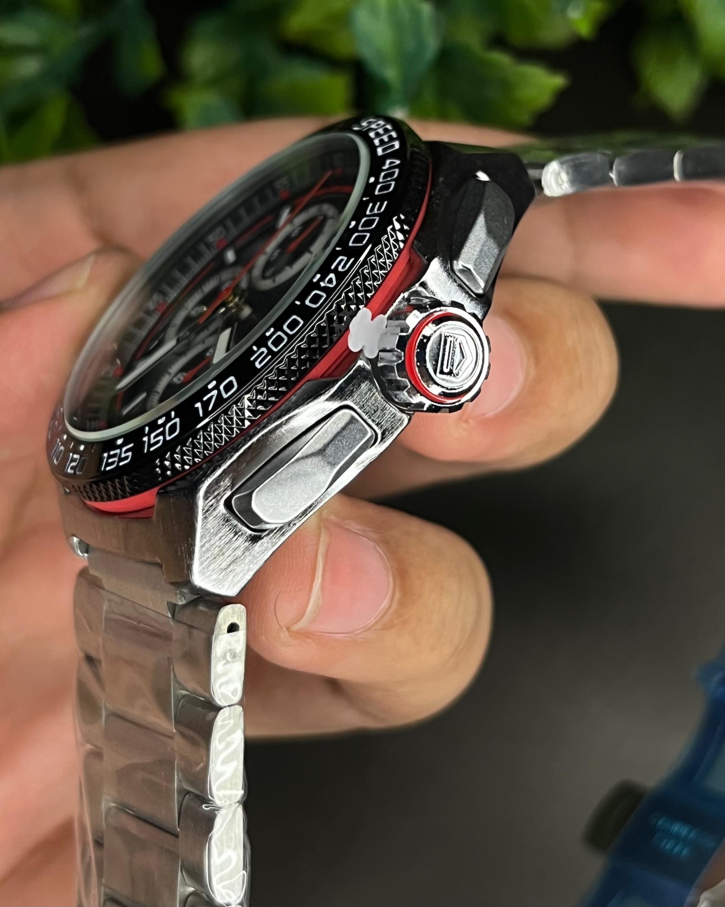 TAG FORMULA 1 RED-TONE BLACK DIAL CHRONOGRAPH STEEL BRACELET (SEMI AAA)_img_3