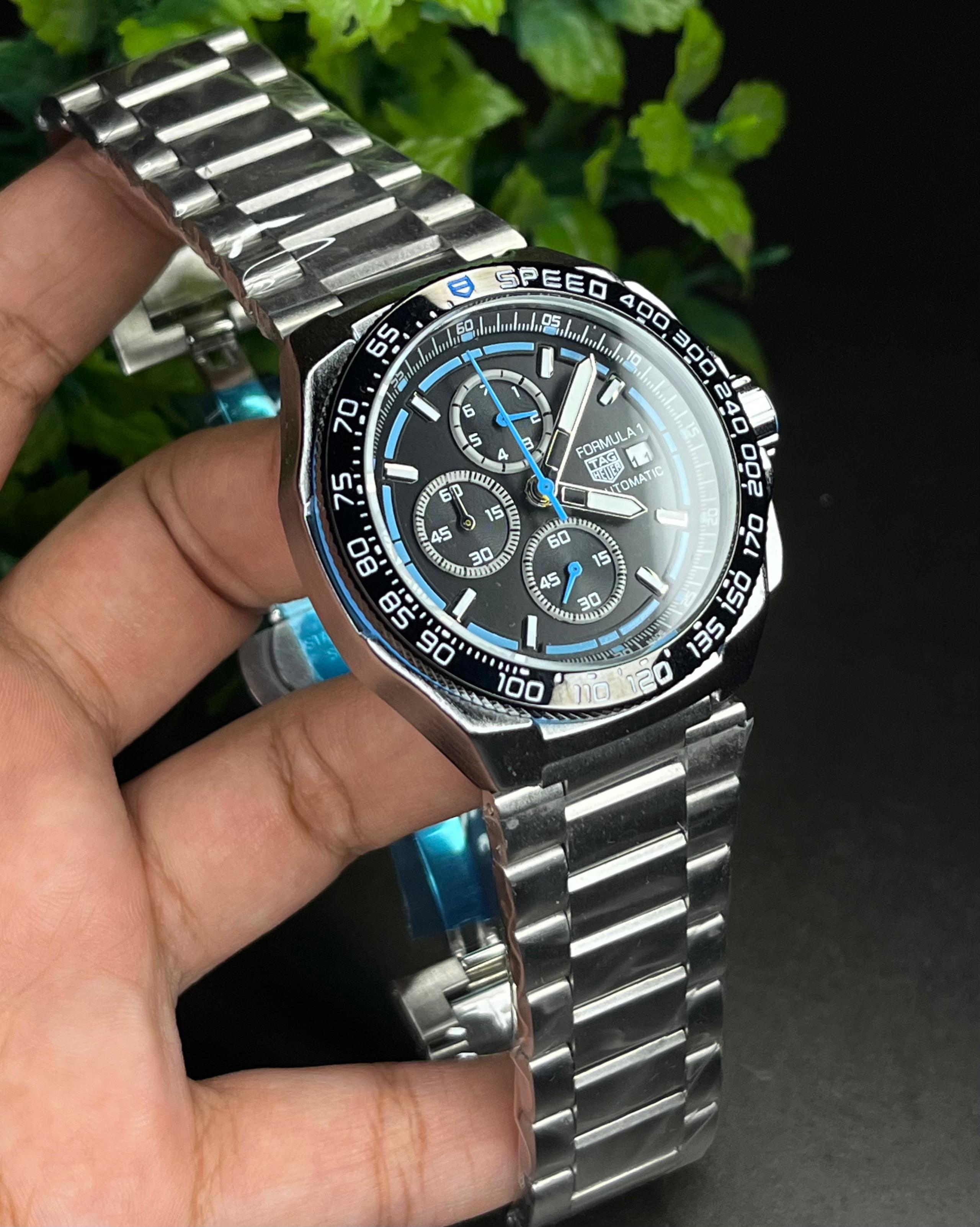 TAG FORMULA 1 BLUE-TONE BLACK DIAL CHRONOGRAPH STEEL BRACELET (SEMI AAA)_img_0