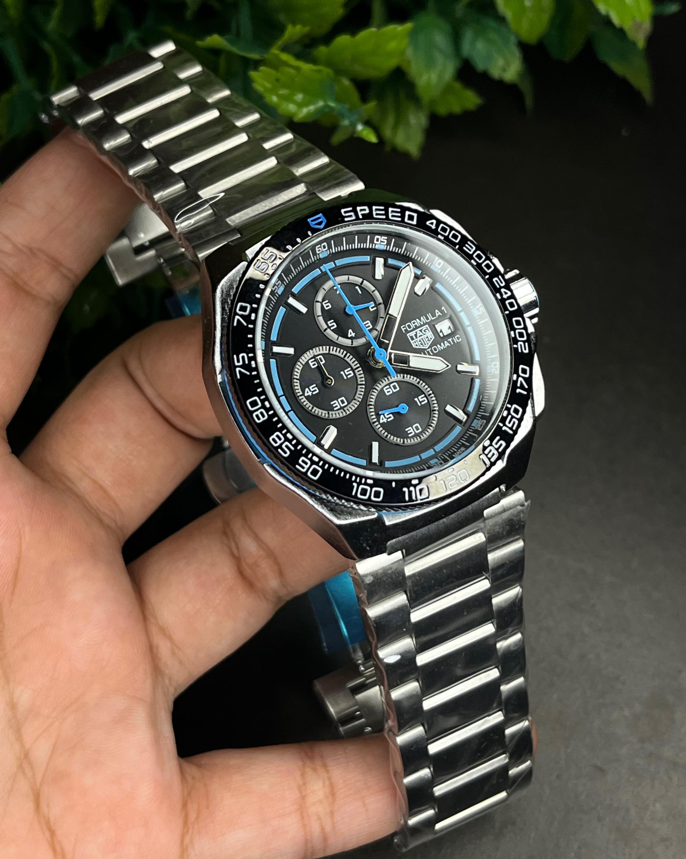 TAG FORMULA 1 BLUE-TONE BLACK DIAL CHRONOGRAPH STEEL BRACELET (SEMI AAA)_img_1