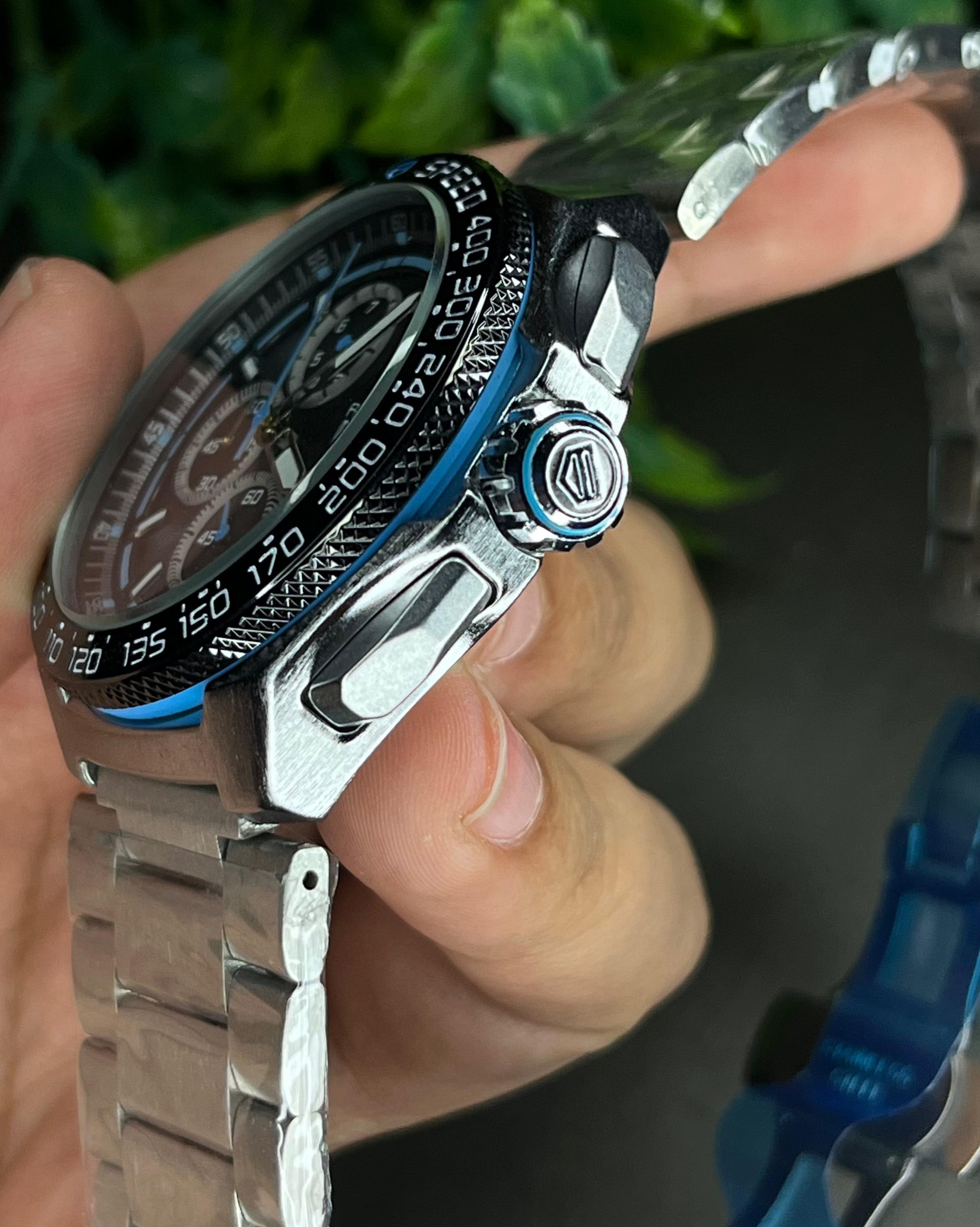 TAG FORMULA 1 BLUE-TONE BLACK DIAL CHRONOGRAPH STEEL BRACELET (SEMI AAA)_img_3
