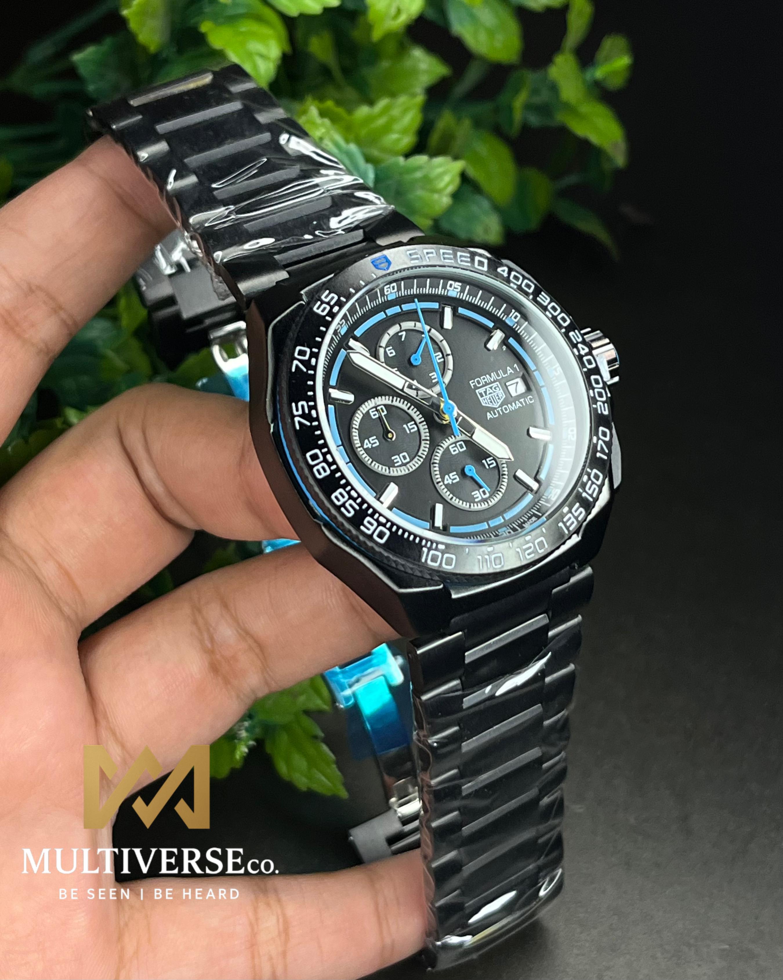 TAG FORMULA 1 BLUE-TONE FULL BLACK CHRONOGRAPH STEEL BRACELET (SEMI AAA)_img_0