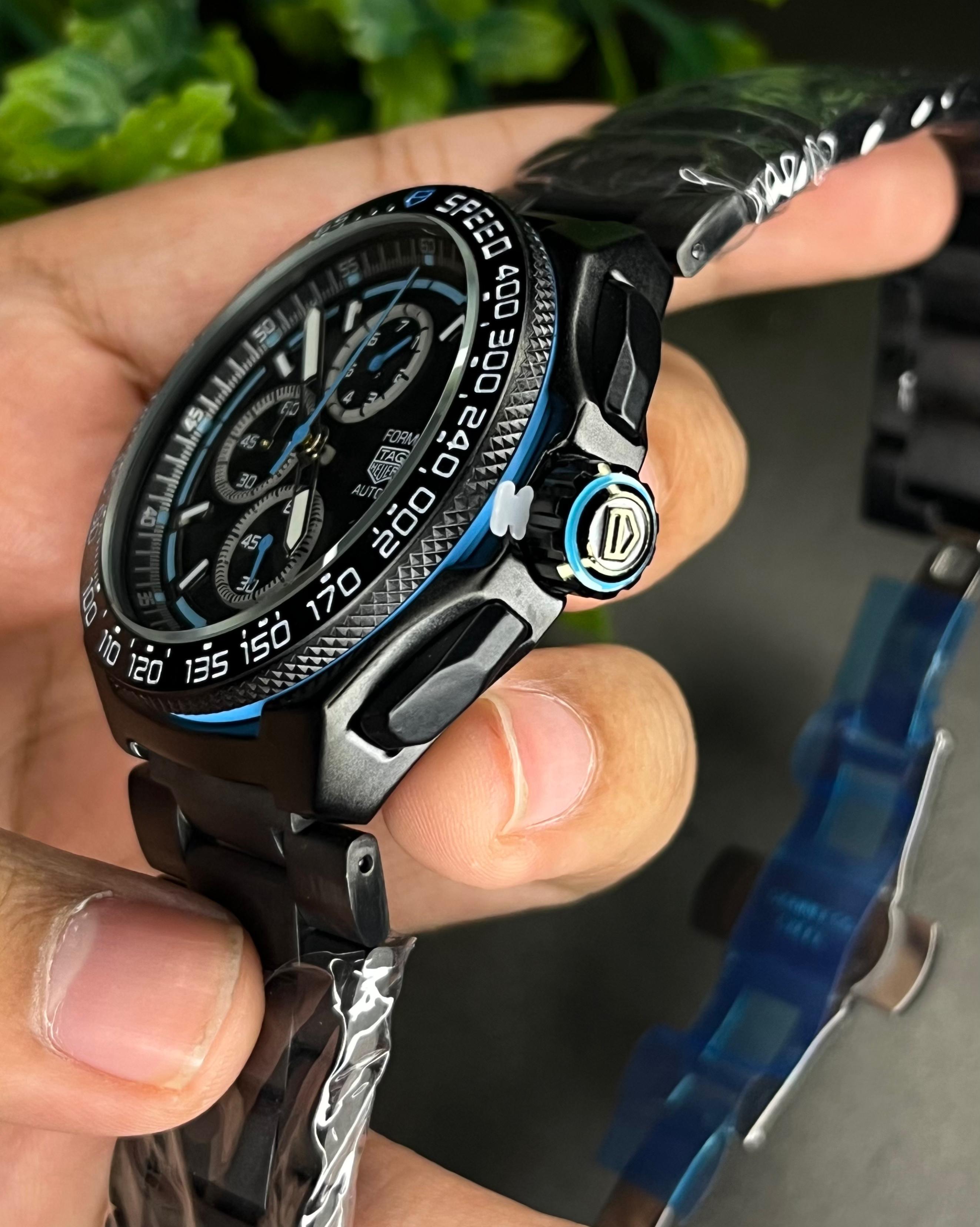 TAG FORMULA 1 BLUE-TONE FULL BLACK CHRONOGRAPH STEEL BRACELET (SEMI AAA)_img_3