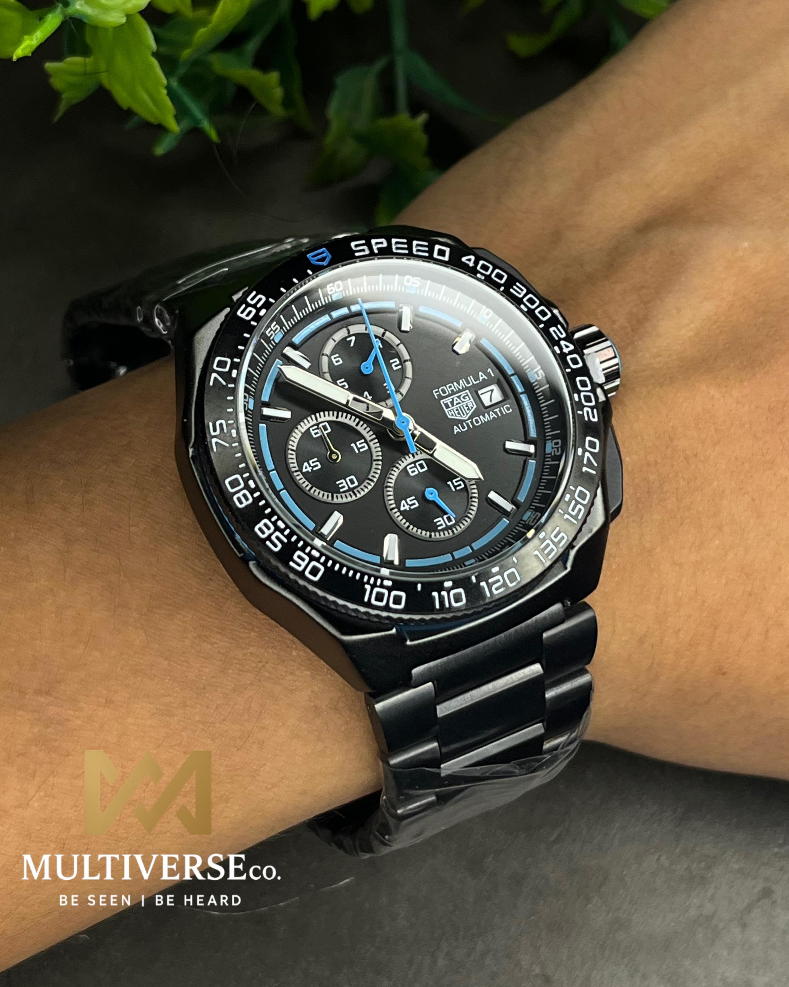 TAG FORMULA 1 BLUE-TONE FULL BLACK CHRONOGRAPH STEEL BRACELET (SEMI AAA)_img_2