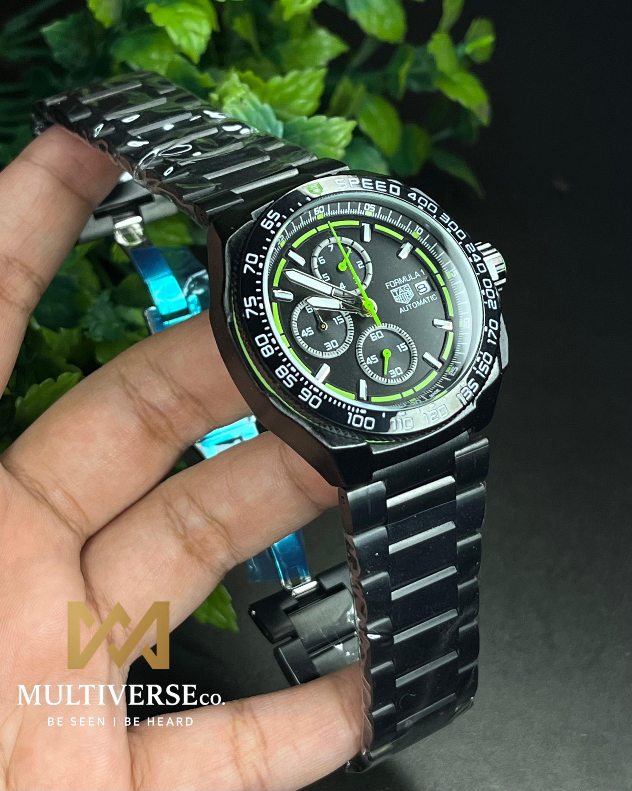 TAG FORMULA 1 GREEN-TONE FULL BLACK CHRONOGRAPH STEEL BRACELET (SEMI AAA)_img_1