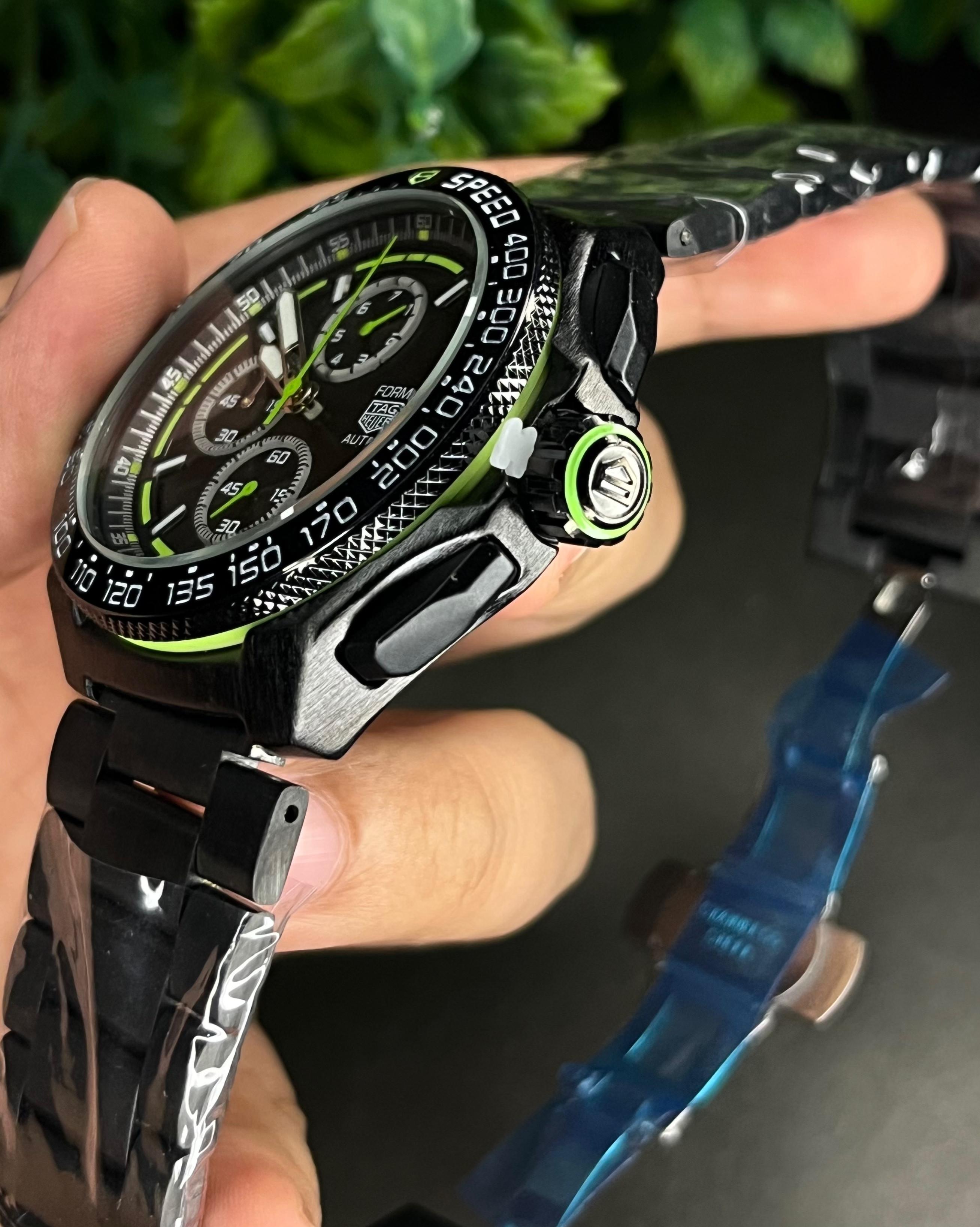 TAG FORMULA 1 GREEN-TONE FULL BLACK CHRONOGRAPH STEEL BRACELET (SEMI AAA)_img_3