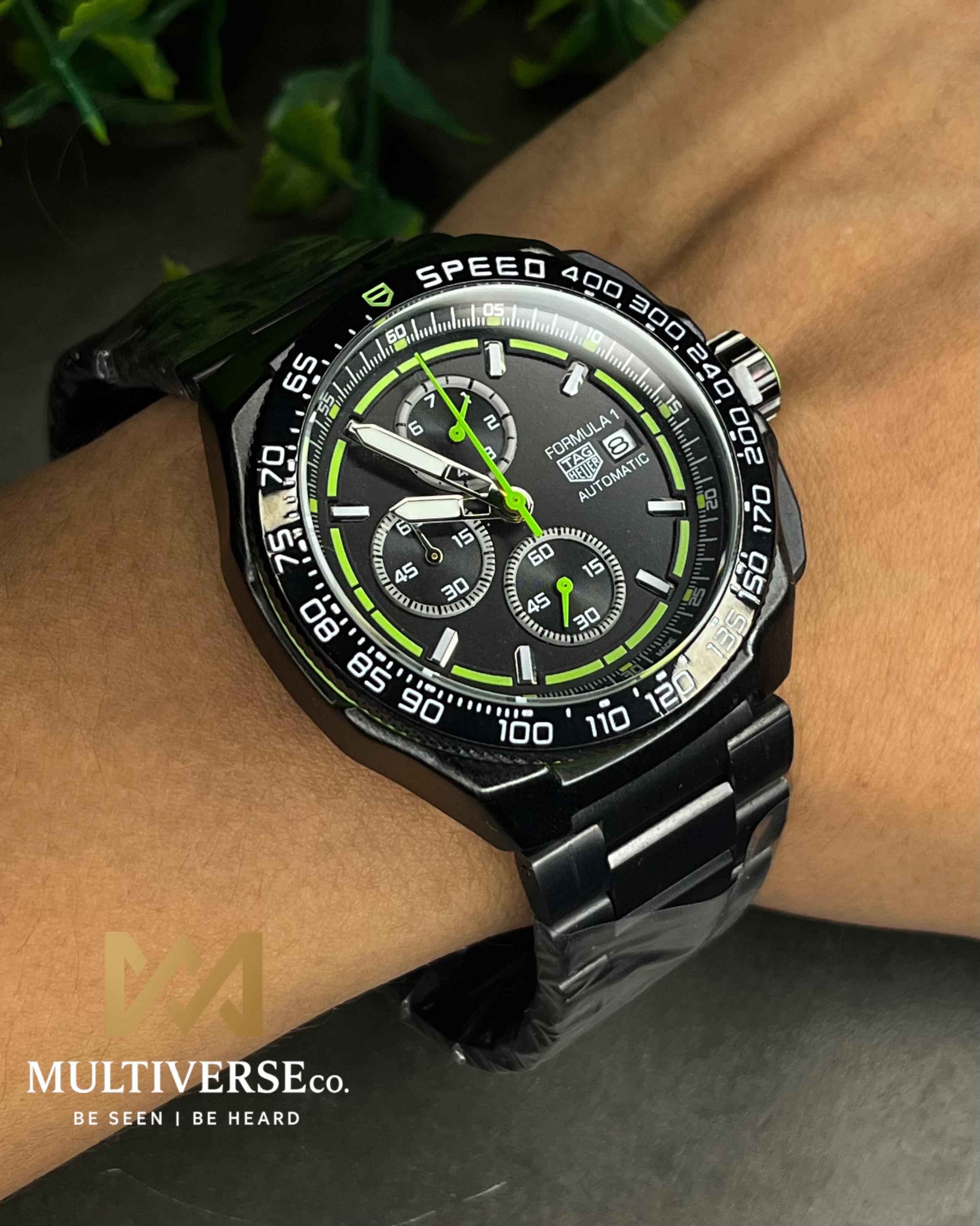TAG FORMULA 1 GREEN-TONE FULL BLACK CHRONOGRAPH STEEL BRACELET (SEMI AAA)_img_2