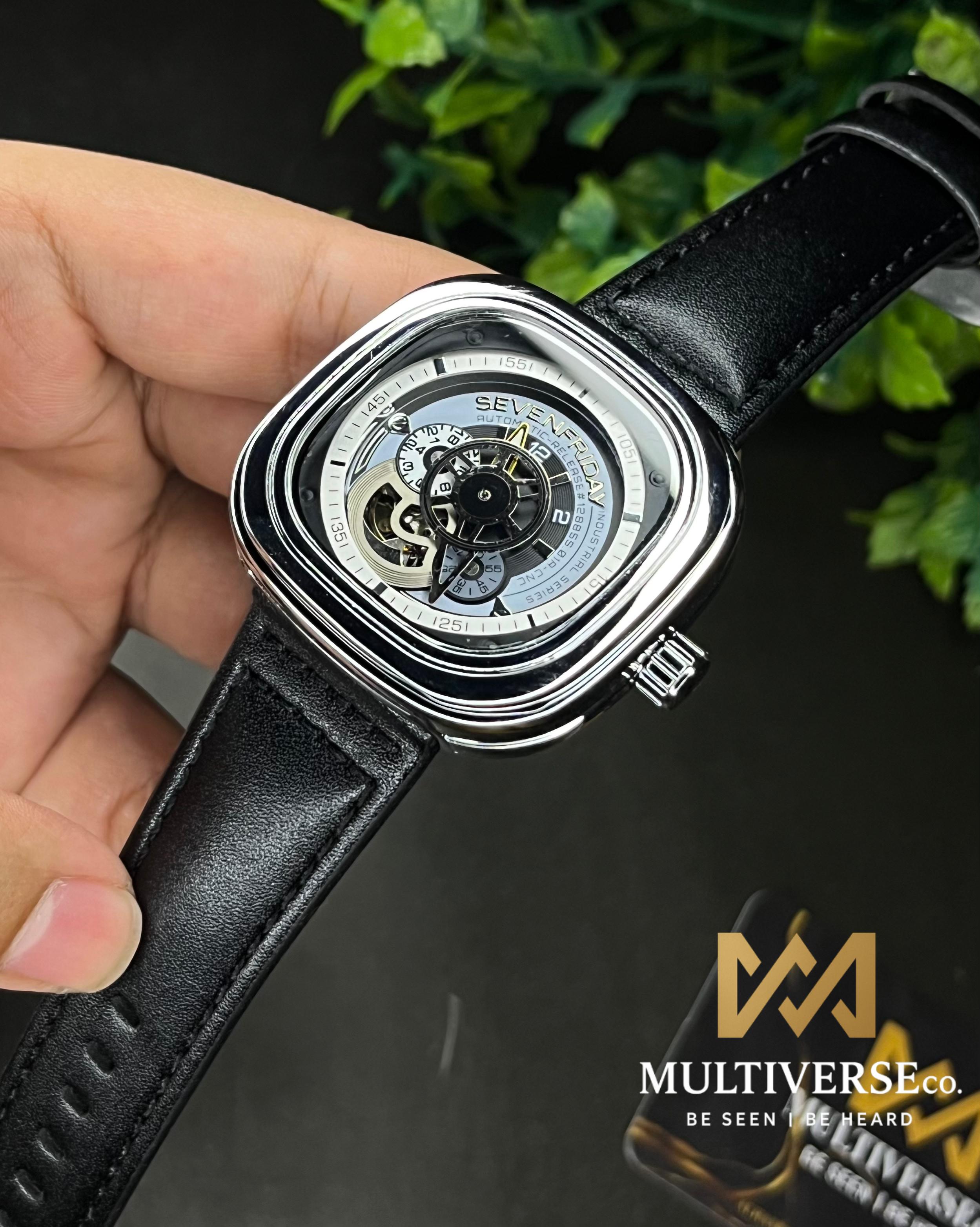 SEVENFRIDAY INSPIRED OPEN HEART SILVER CASE BLACK BELT AUTOMATIC (SEMI AAA)_img_0