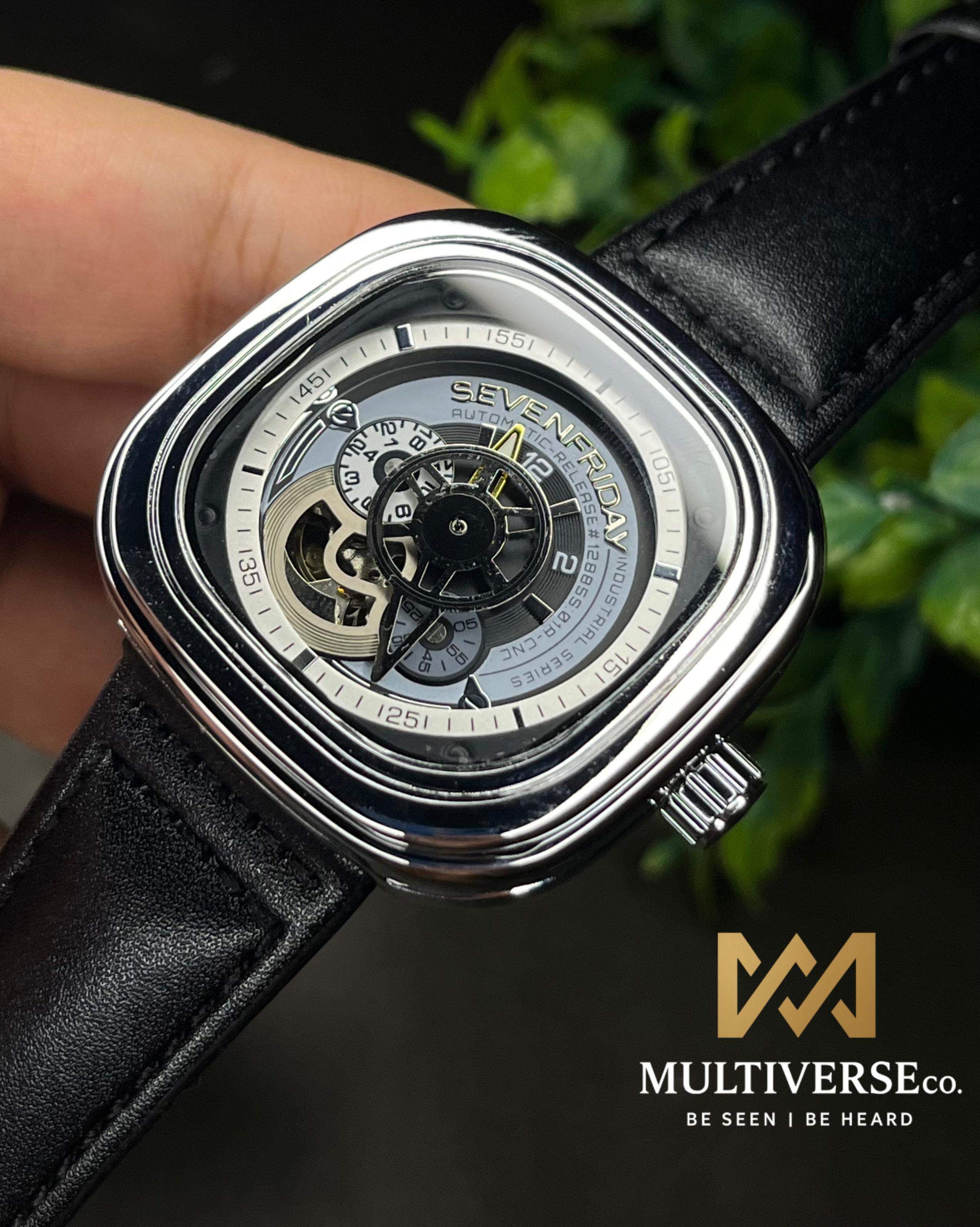 SEVENFRIDAY INSPIRED OPEN HEART SILVER CASE BLACK BELT AUTOMATIC (SEMI AAA)_img_1