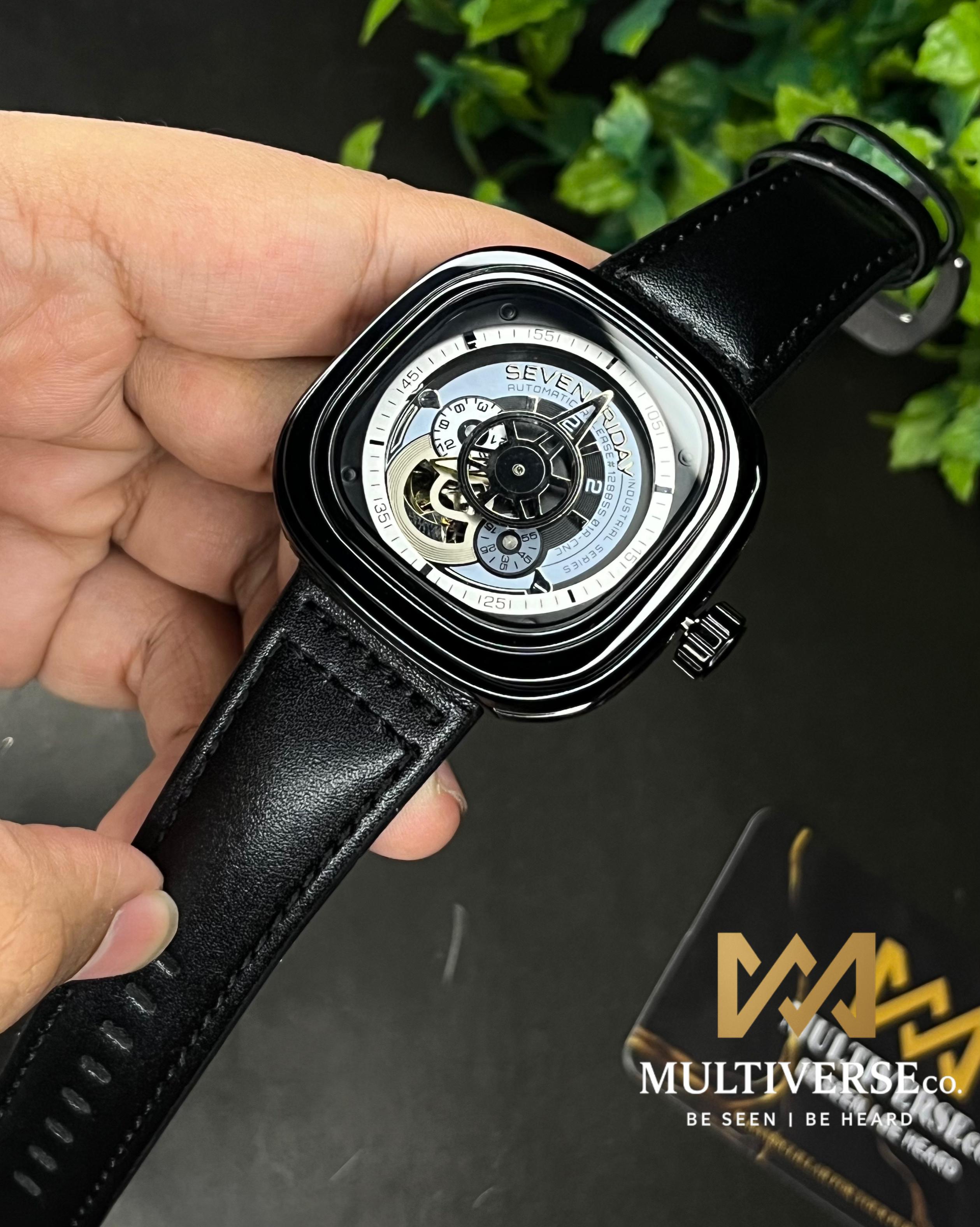 SEVENFRIDAY INSPIRED OPEN HEART BLACK CASE BLACK BELT AUTOMATIC (SEMI AAA)_img_0