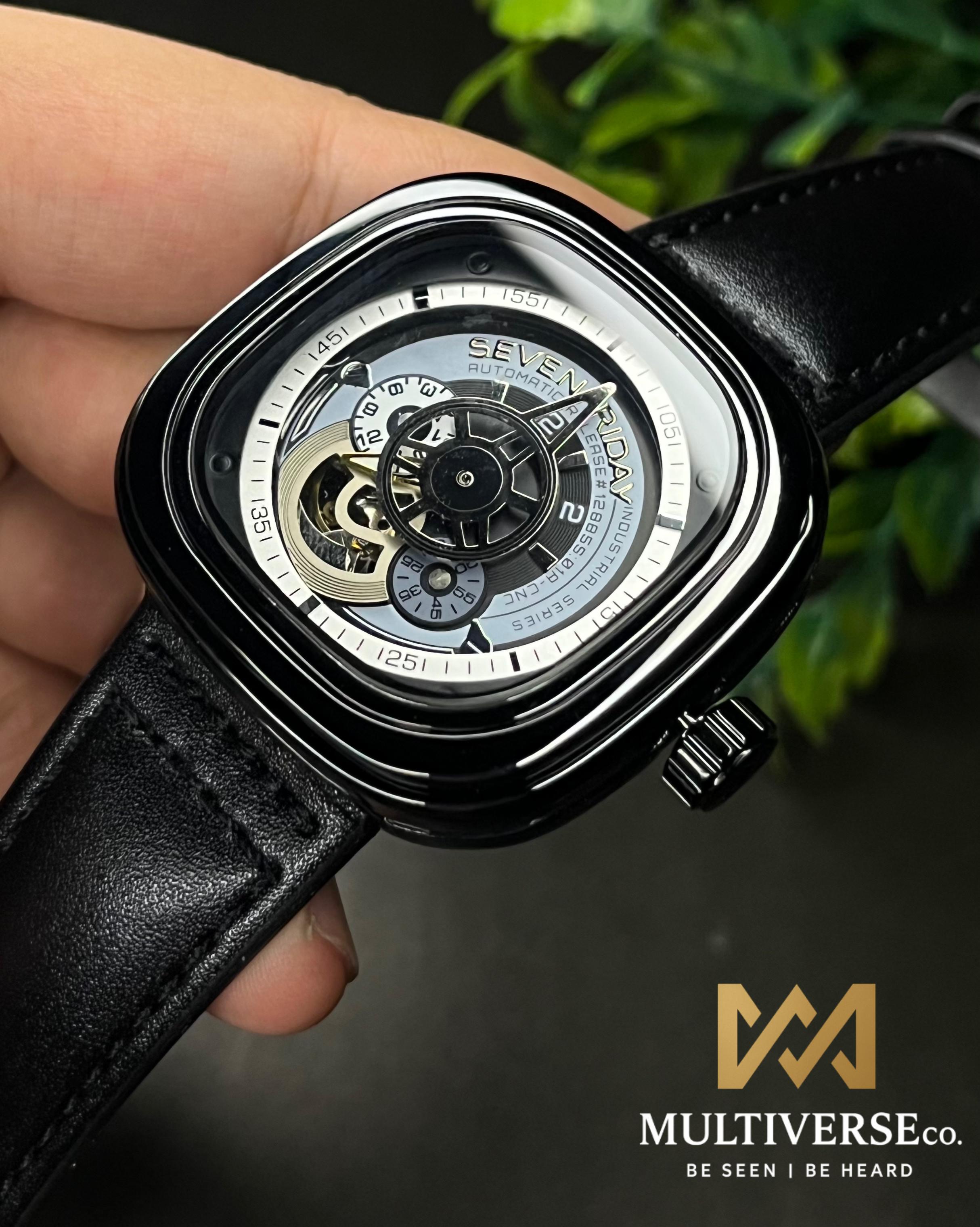 SEVENFRIDAY INSPIRED OPEN HEART BLACK CASE BLACK BELT AUTOMATIC (SEMI AAA)_img_1