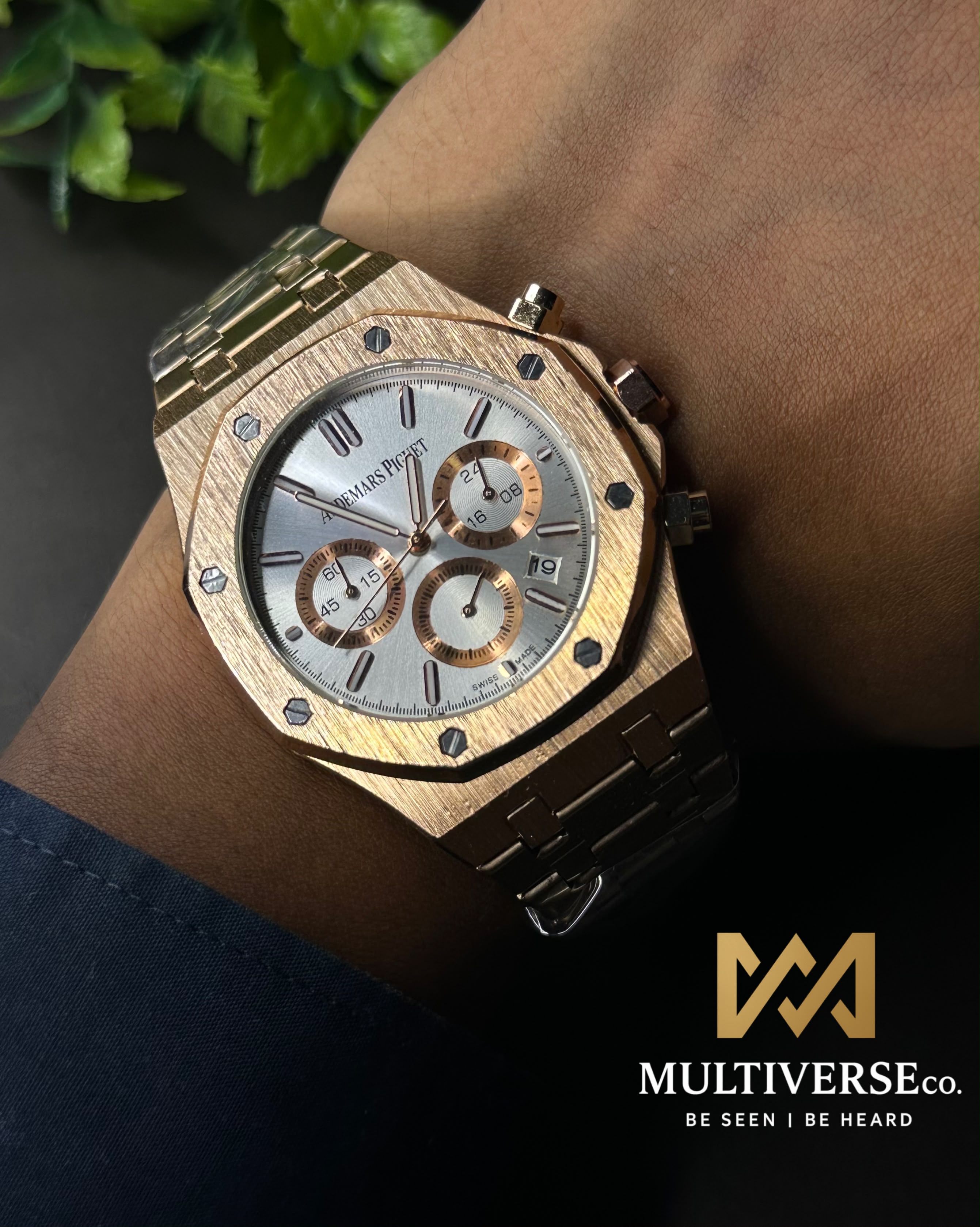 AP ROYAL OAK CHRONO ROSE GOLD TONE CHAMPAIGN DIAL WATCH_img_4