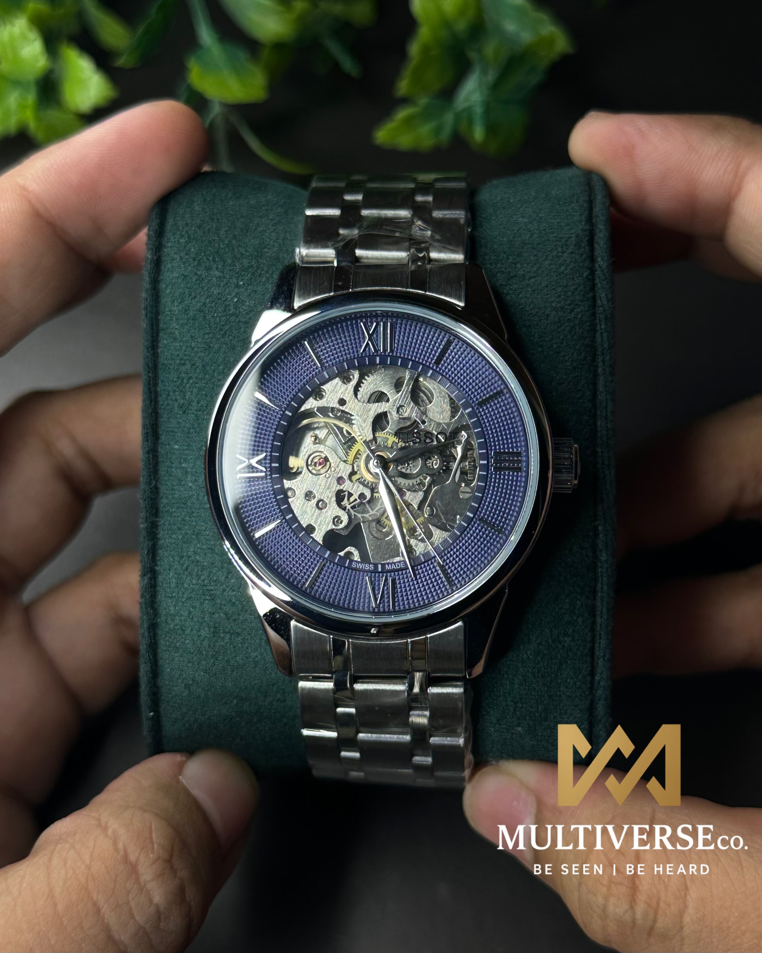 TISSOT CHEMIN DES TOURELLES SKELETON STEEL BLUE DIAL WATCH_img_1