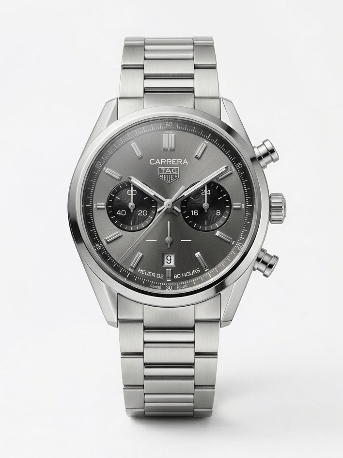TAG HEUER CARRERA CHRONOGRAPH BI-COMPAX GREY DIAL BLACK SUB WATCH (AA)