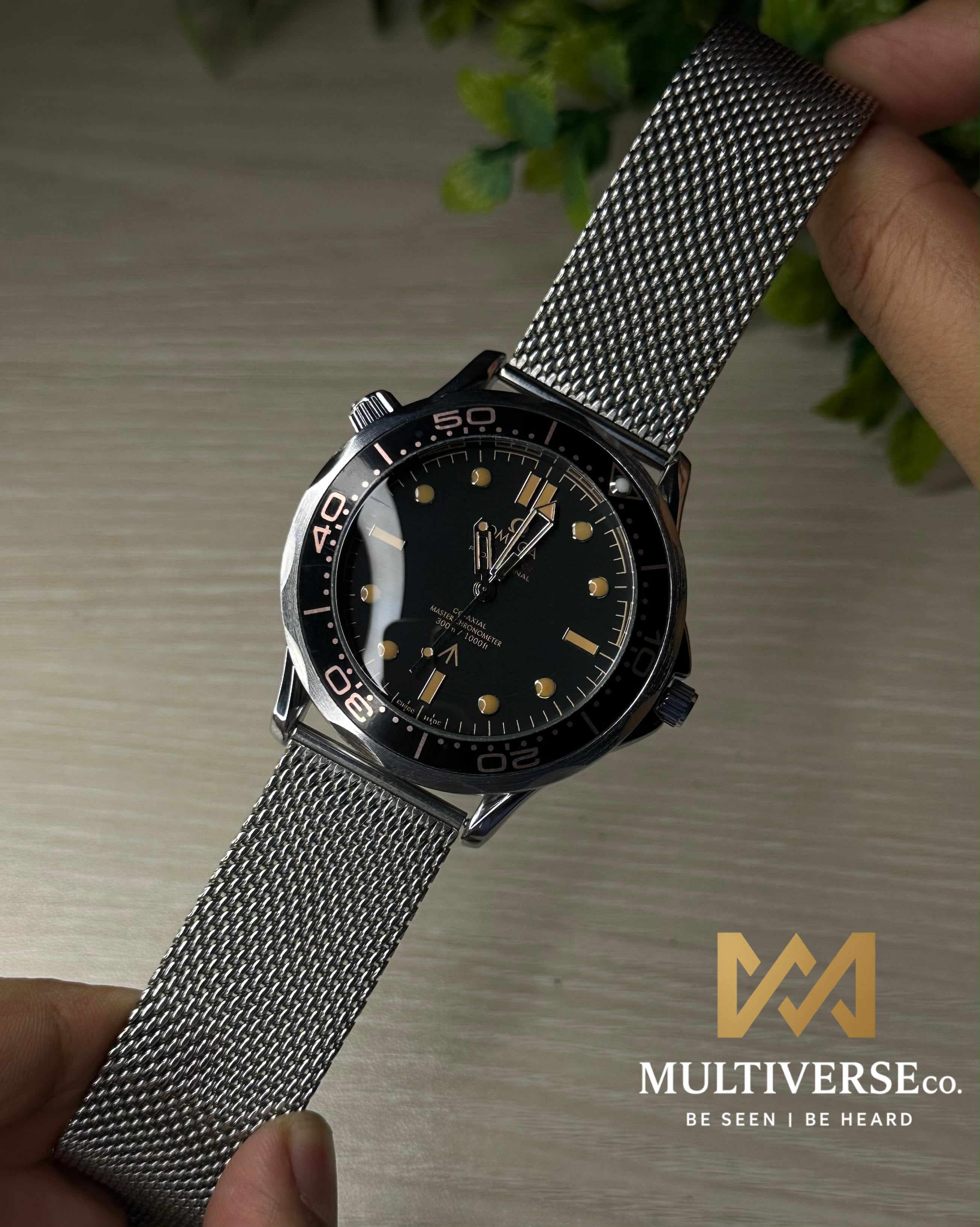 OMEGA 007 JAMES BOND EDITION MESH STRAP BLACK DIAL WATCH FREE NATO STRAP_img_3