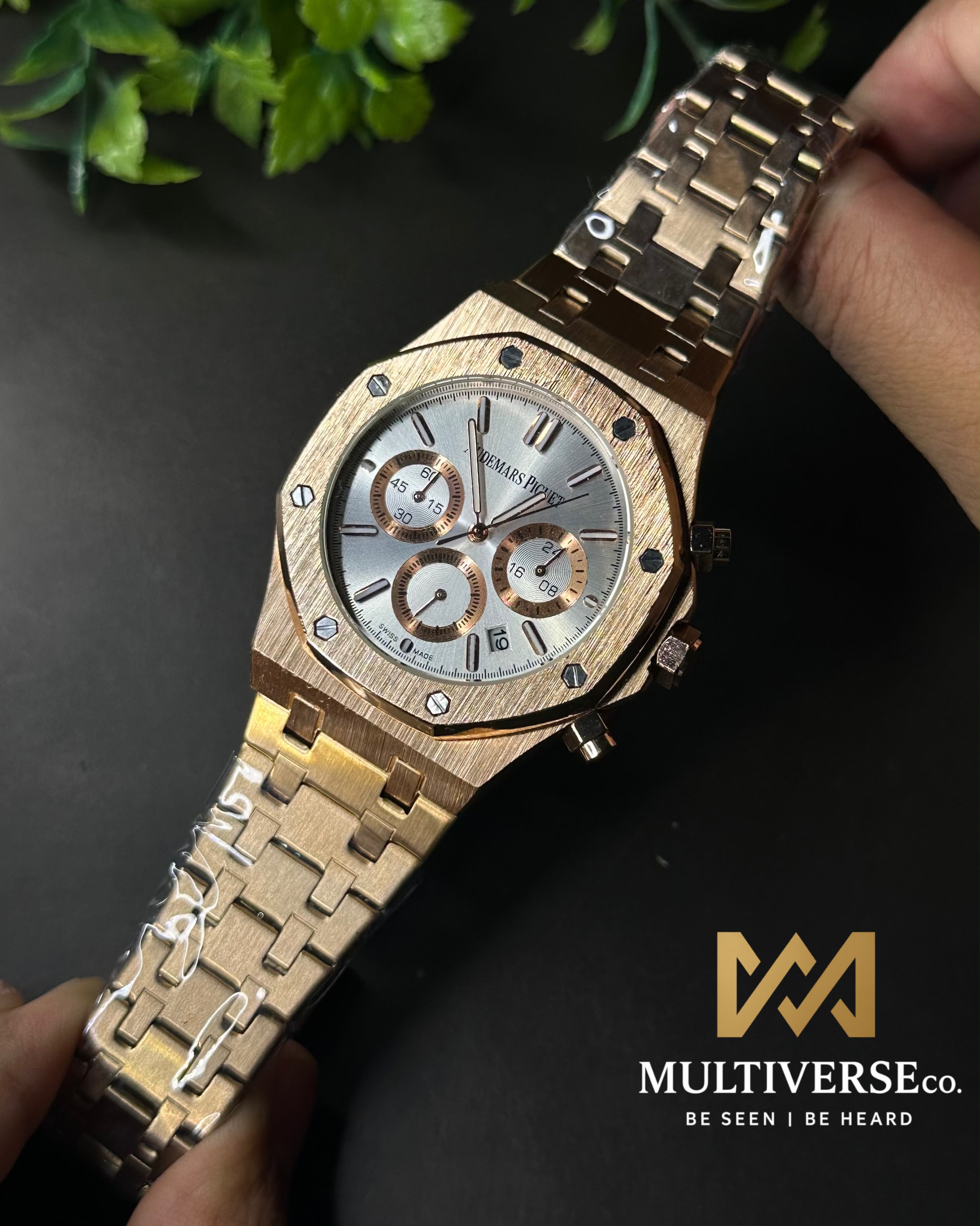 AP ROYAL OAK CHRONO ROSE GOLD TONE CHAMPAIGN DIAL WATCH_img_1