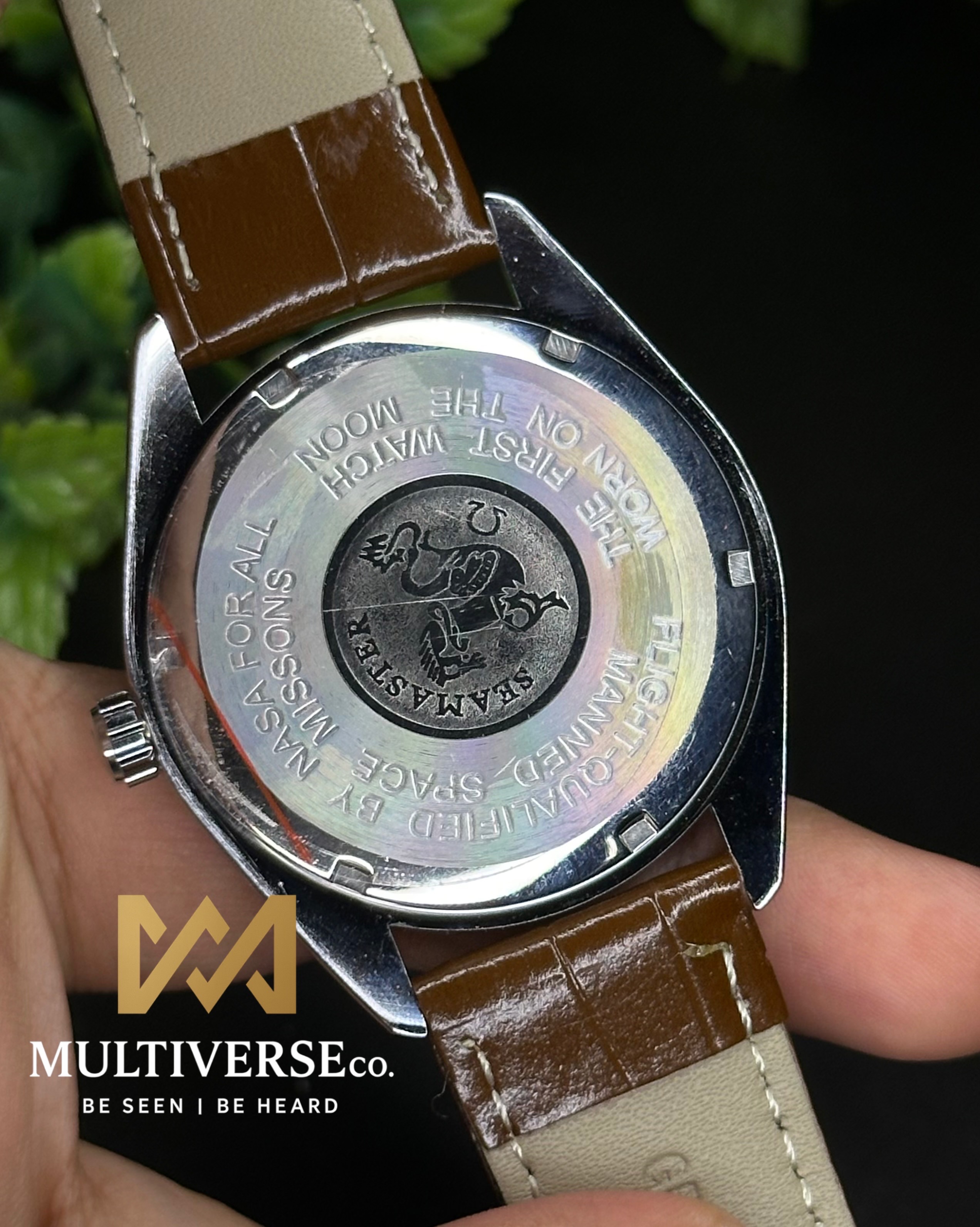 OMEGA SEAMASTER WHITE WAVE PATTERN DIAL BROWN BELT (AA)_img_2