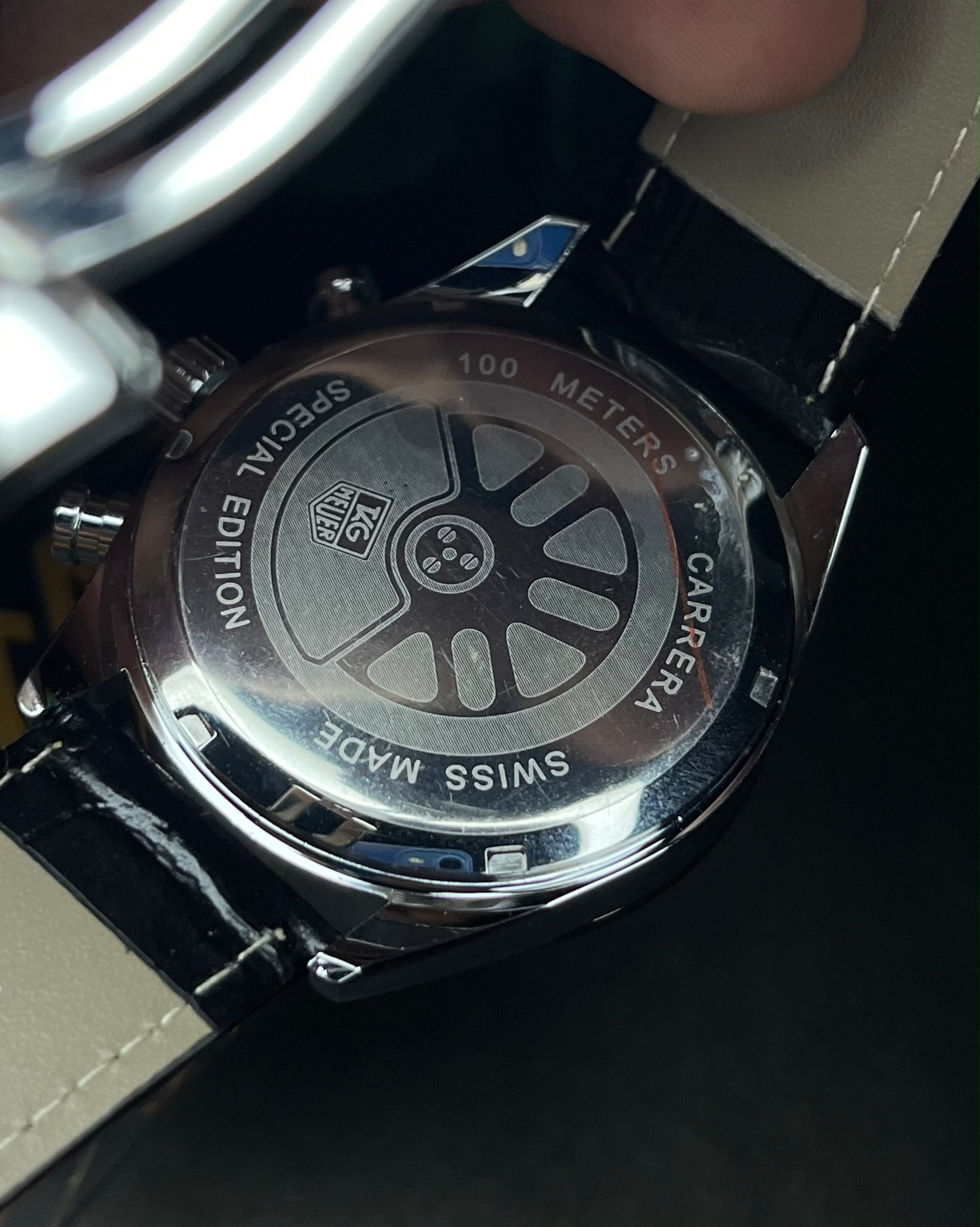 TAG HEUER CARRERA 3 CHRONO BI-COMPAX BLACK BELT SILVER CASE SILVER DIAL WATCH_img_4