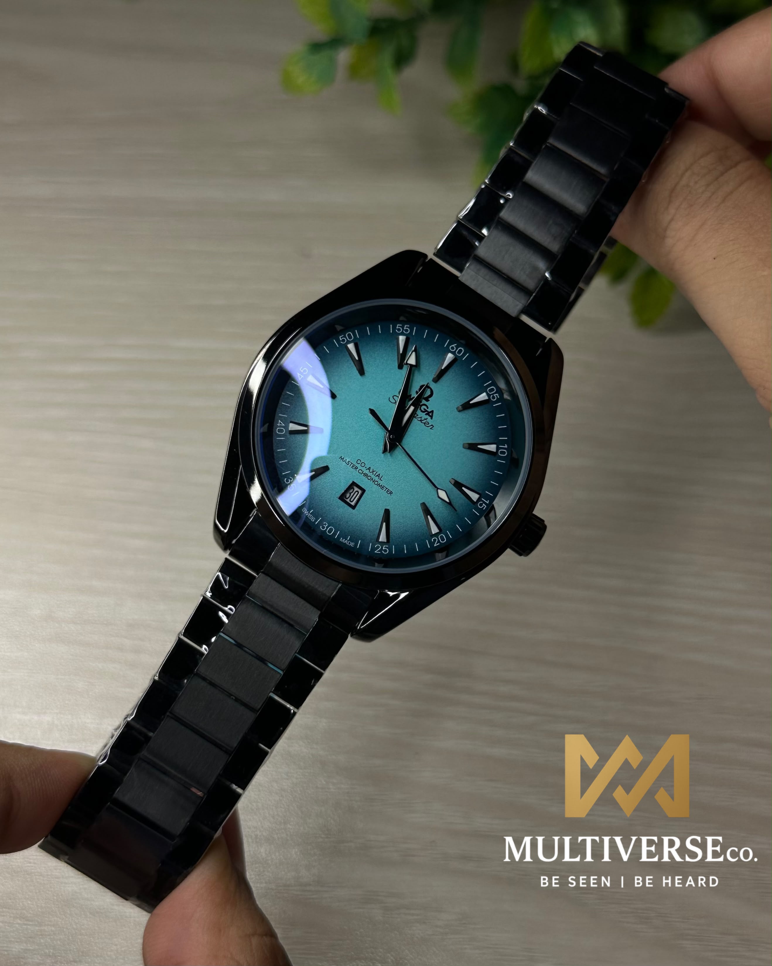 OMEGA AQUA TERRA SHADES TIFFANY BLACK CHAIN QUARTZ MOVEMENT_img_3