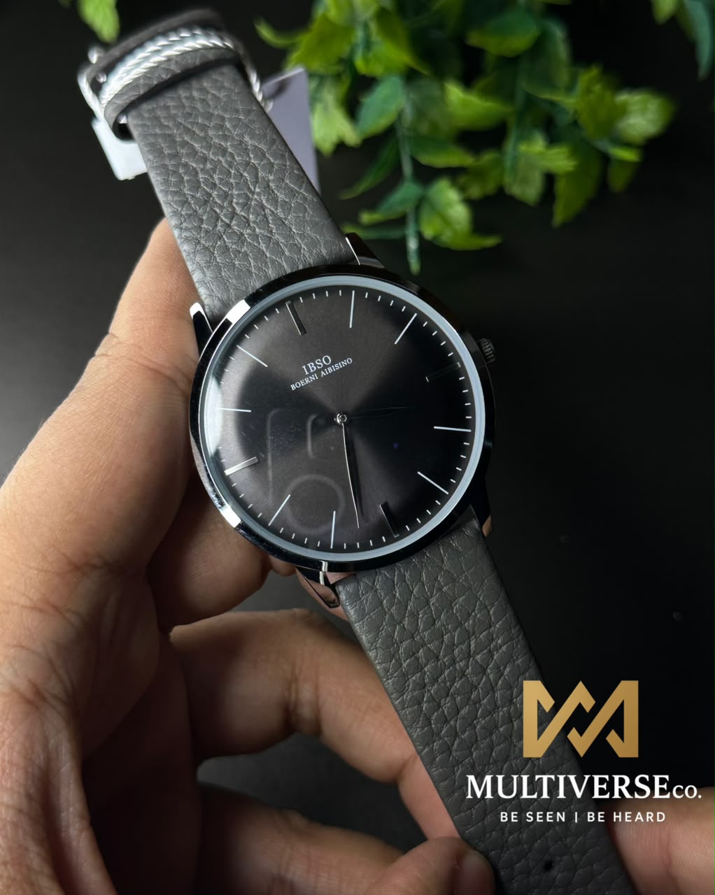 IBSO MINIMALIST SUNBURST LEATHER GREY STRAP GREY DIAL WATCH B2806G_img_2